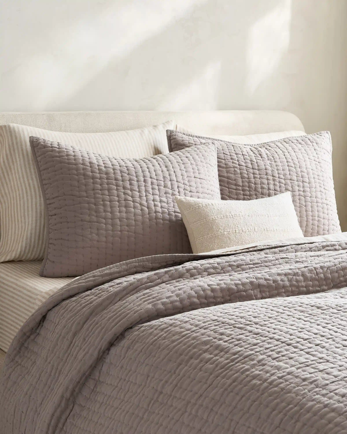 European Linen Cotton Stitch Sham Set