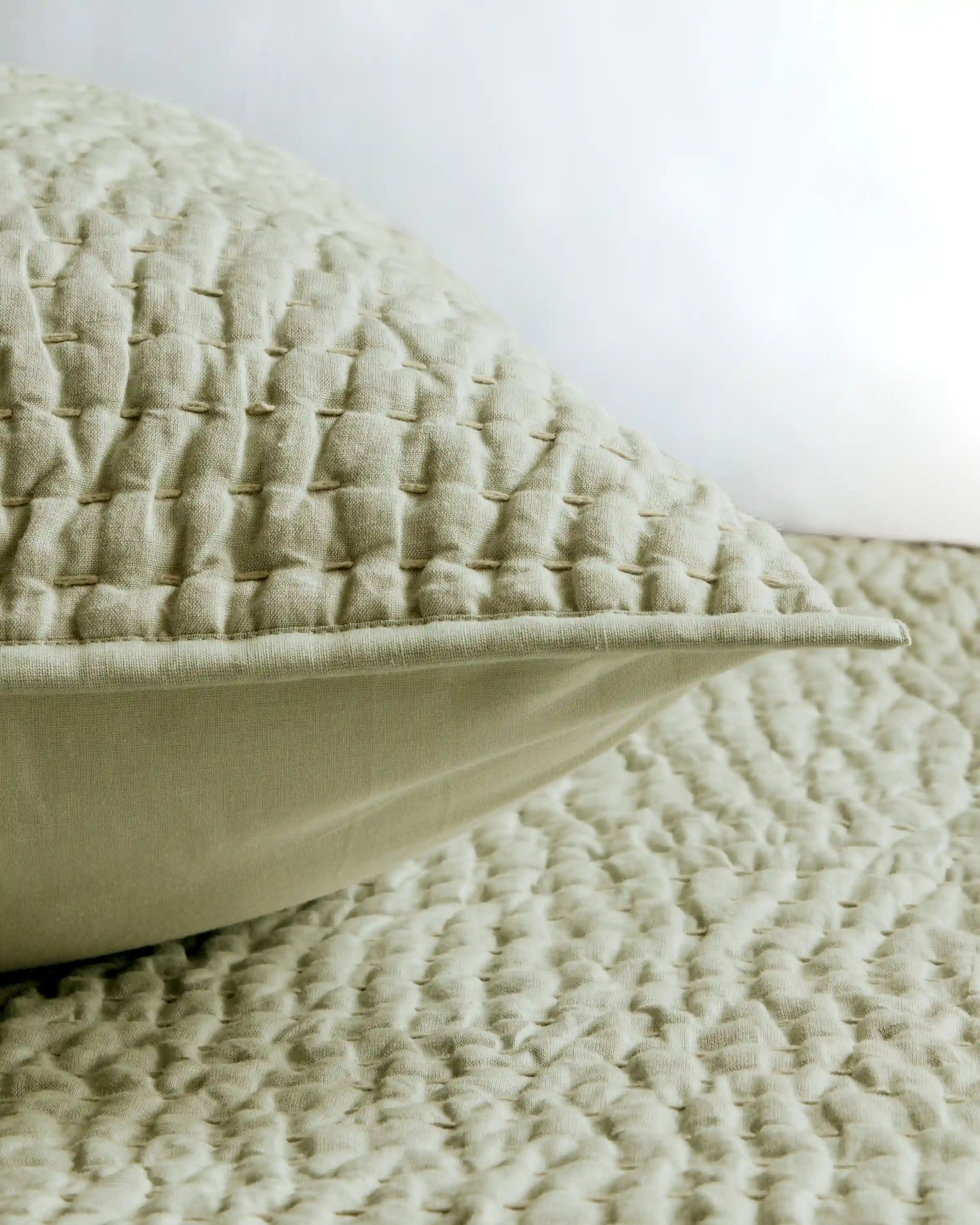 European Linen Cotton Stitch Quilted Euro Sham