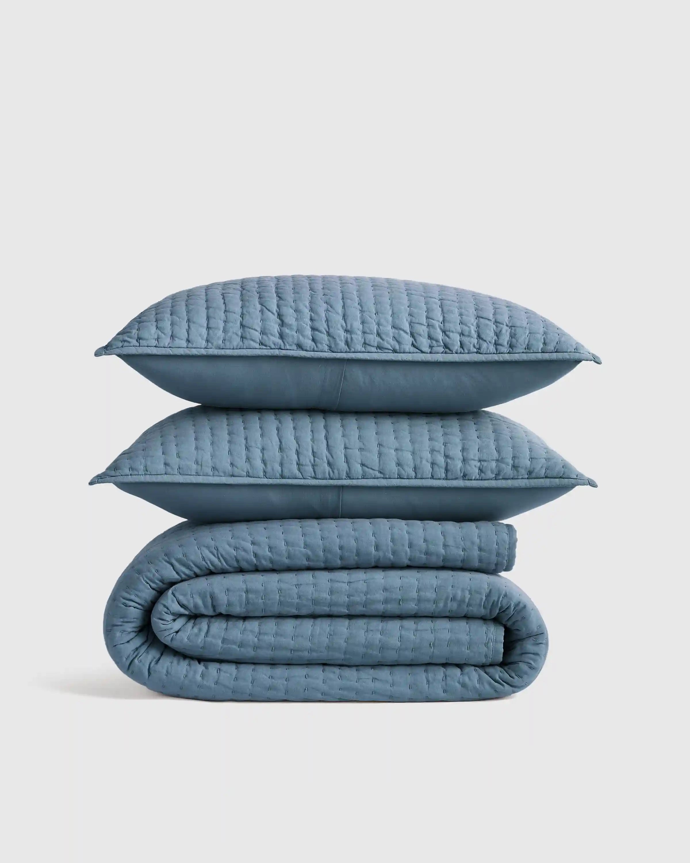 European Linen Cotton Stitch Quilt Set