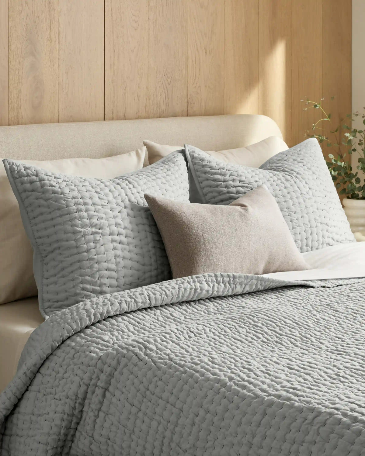European Linen Cotton Stitch Sham Set