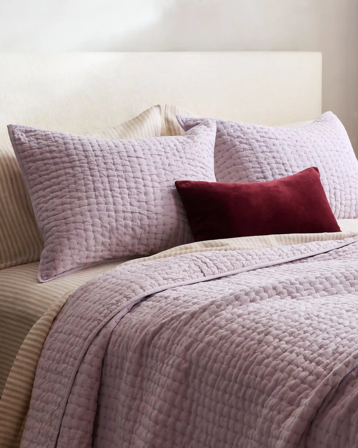 European Linen Cotton Stitch Sham Set