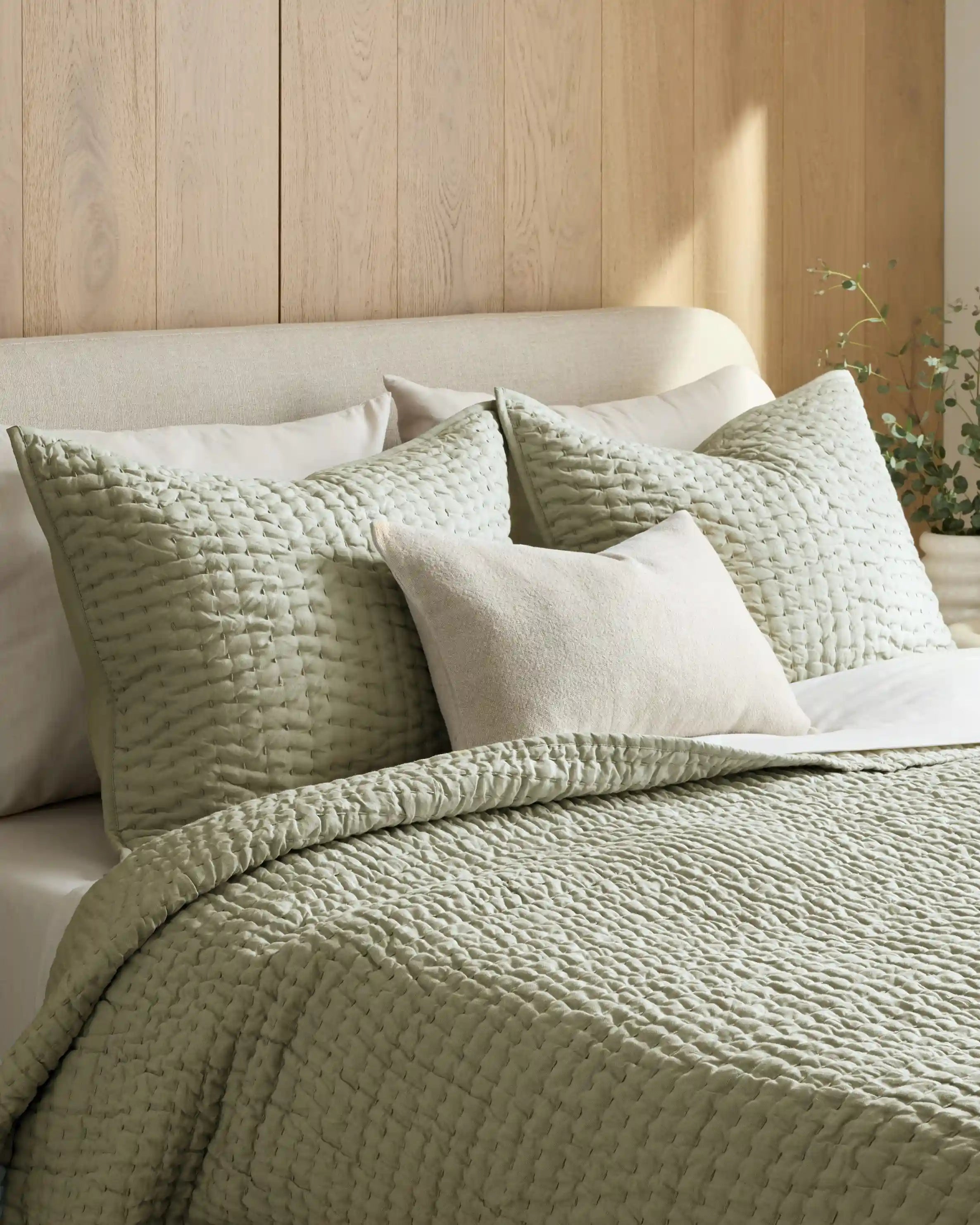 European Linen Cotton Stitch Sham Set