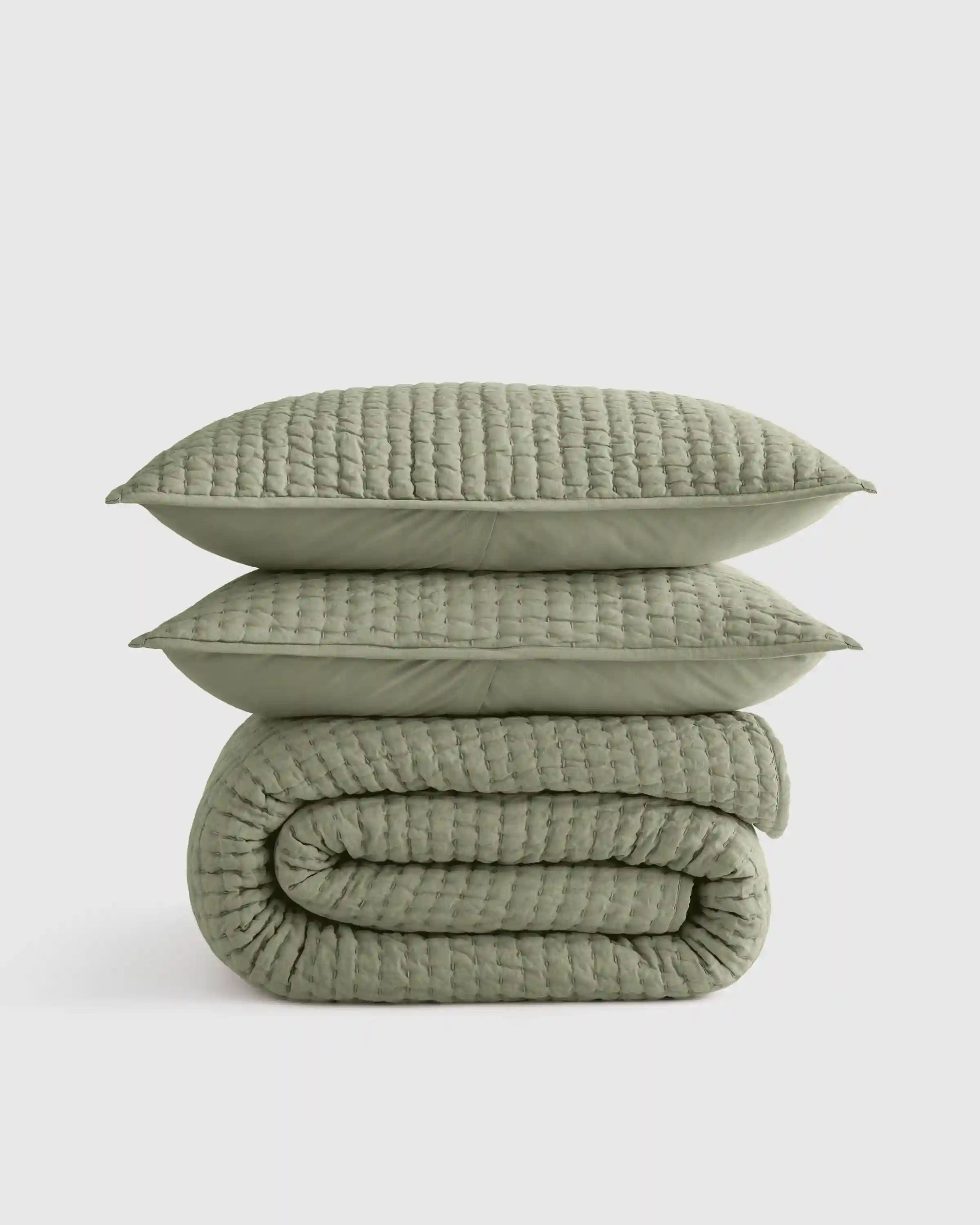 European Linen Cotton Stitch Quilt Set