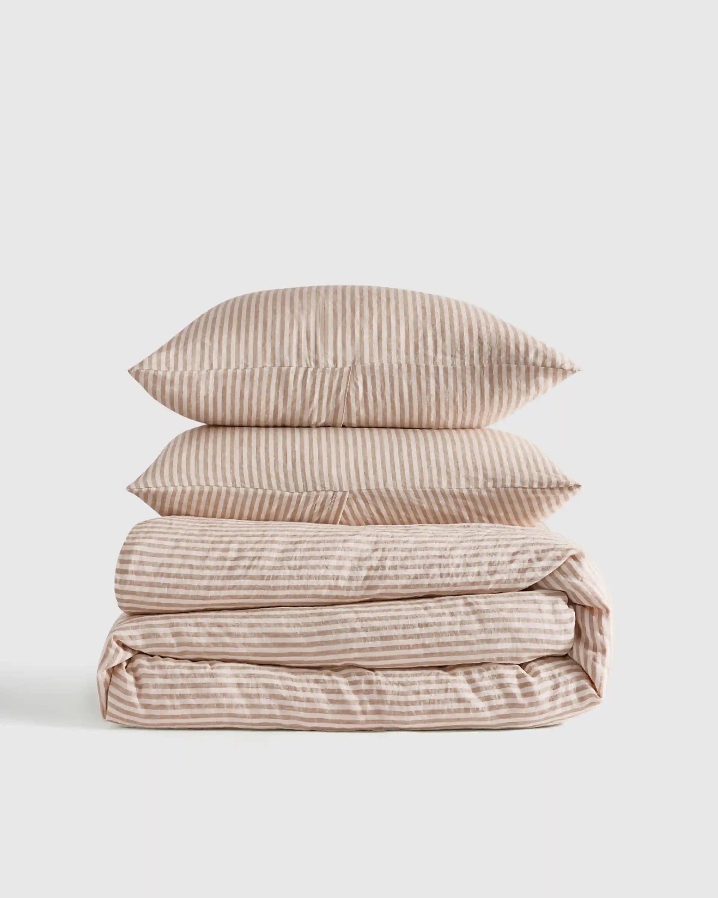European Linen Stripe Duvet Cover Set