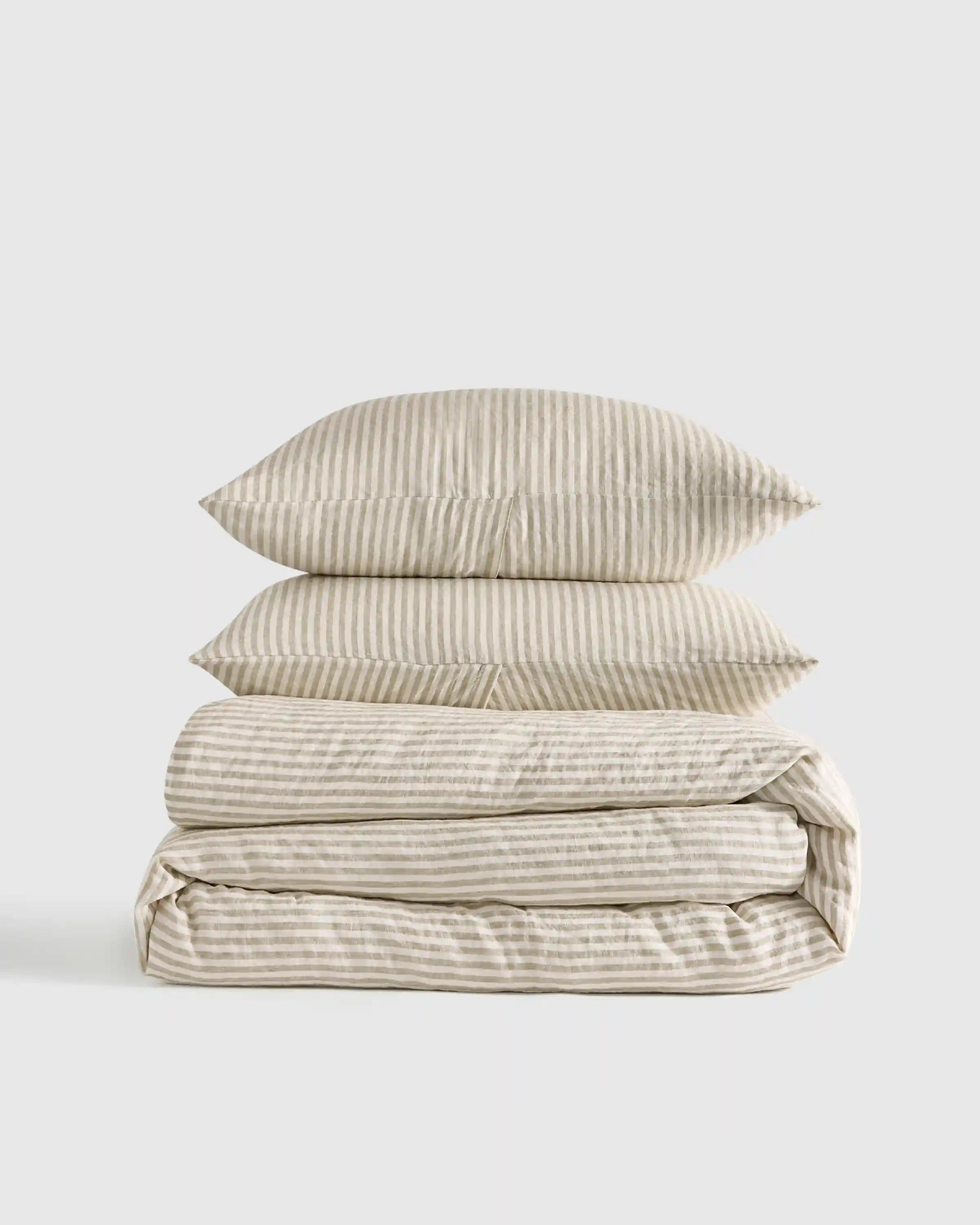 European Linen Stripe Duvet Cover Set