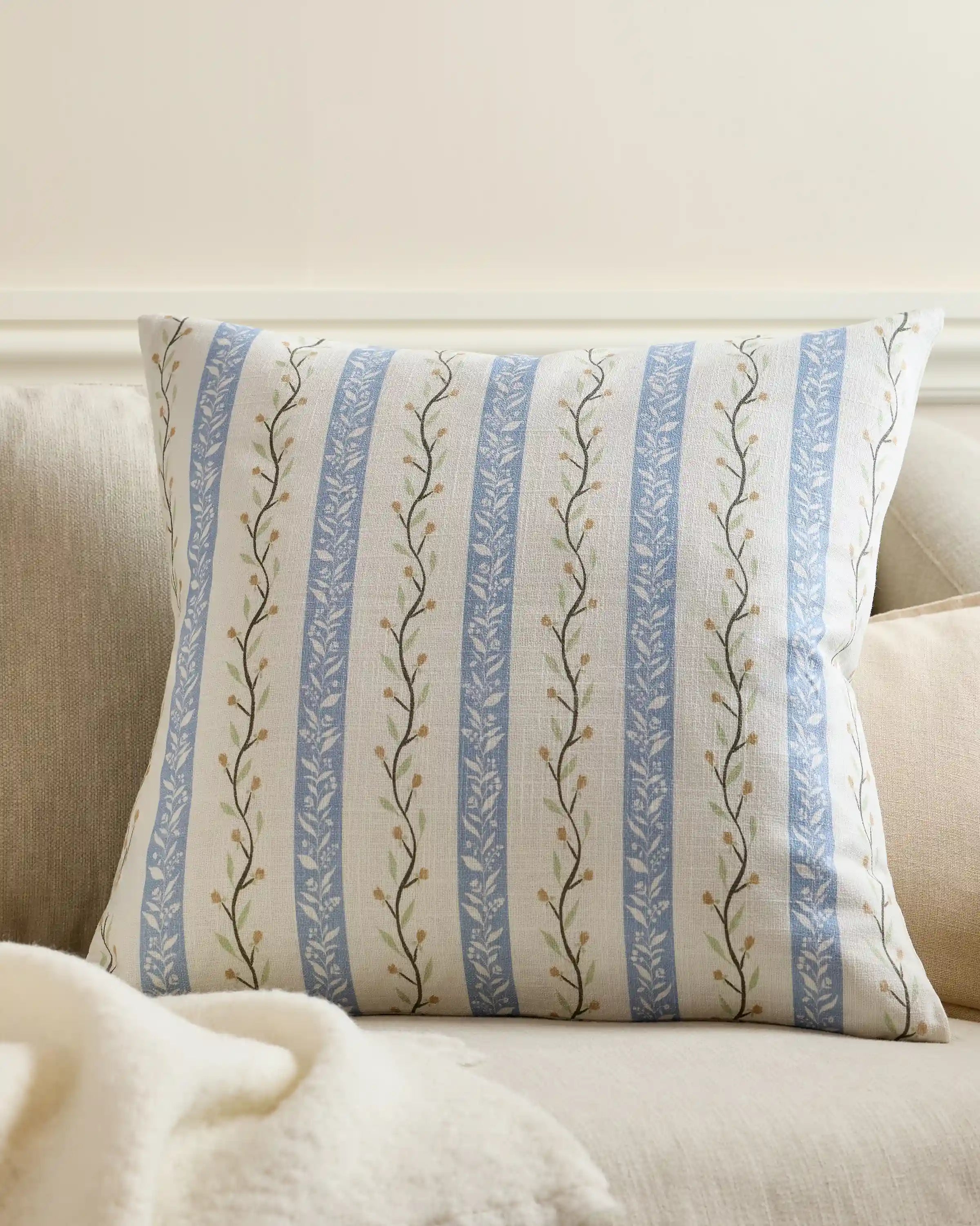 Floral Vine Cotton Pillow Cover