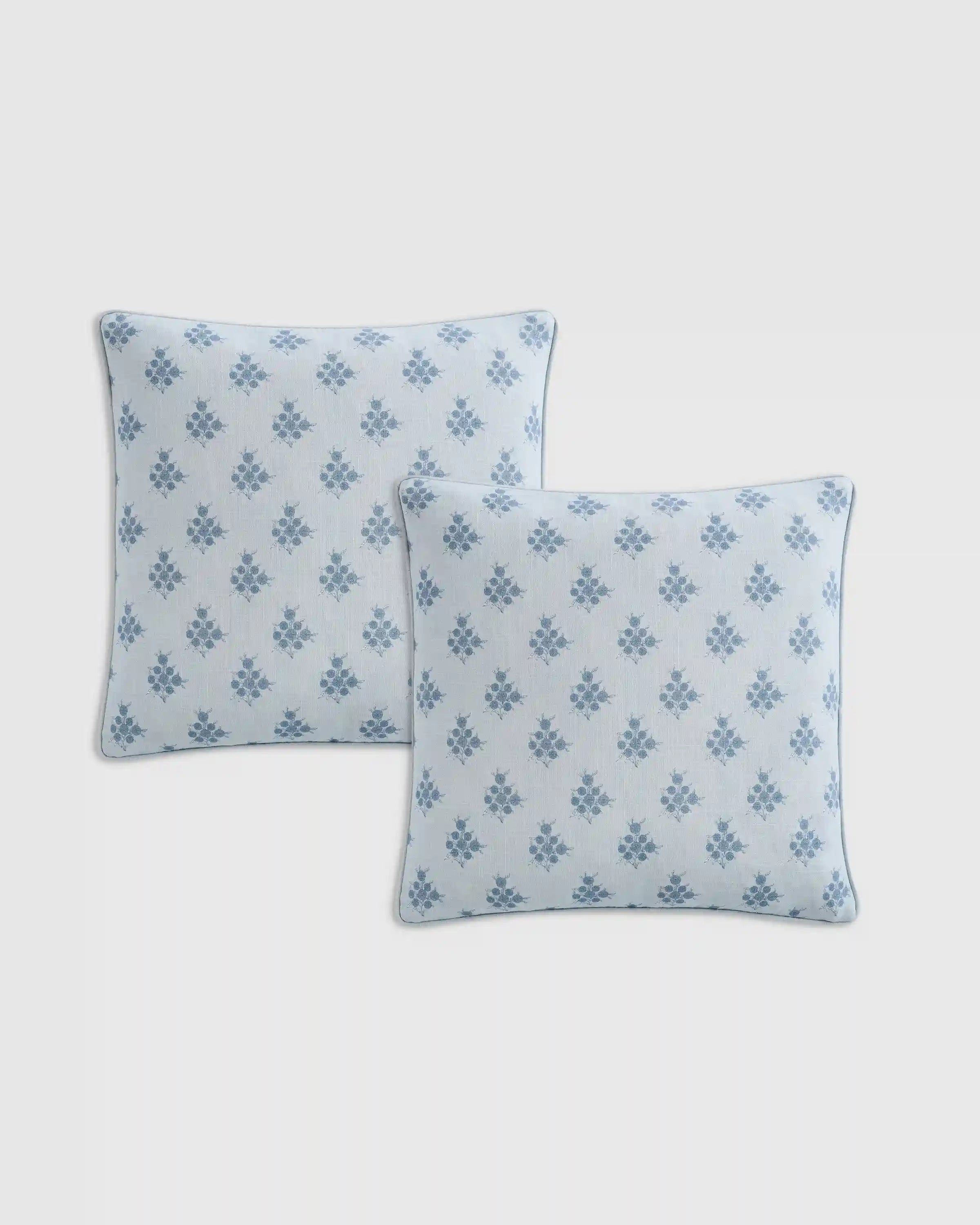 Piped Block Print Cotton Pillow Cover (Set of 2)
