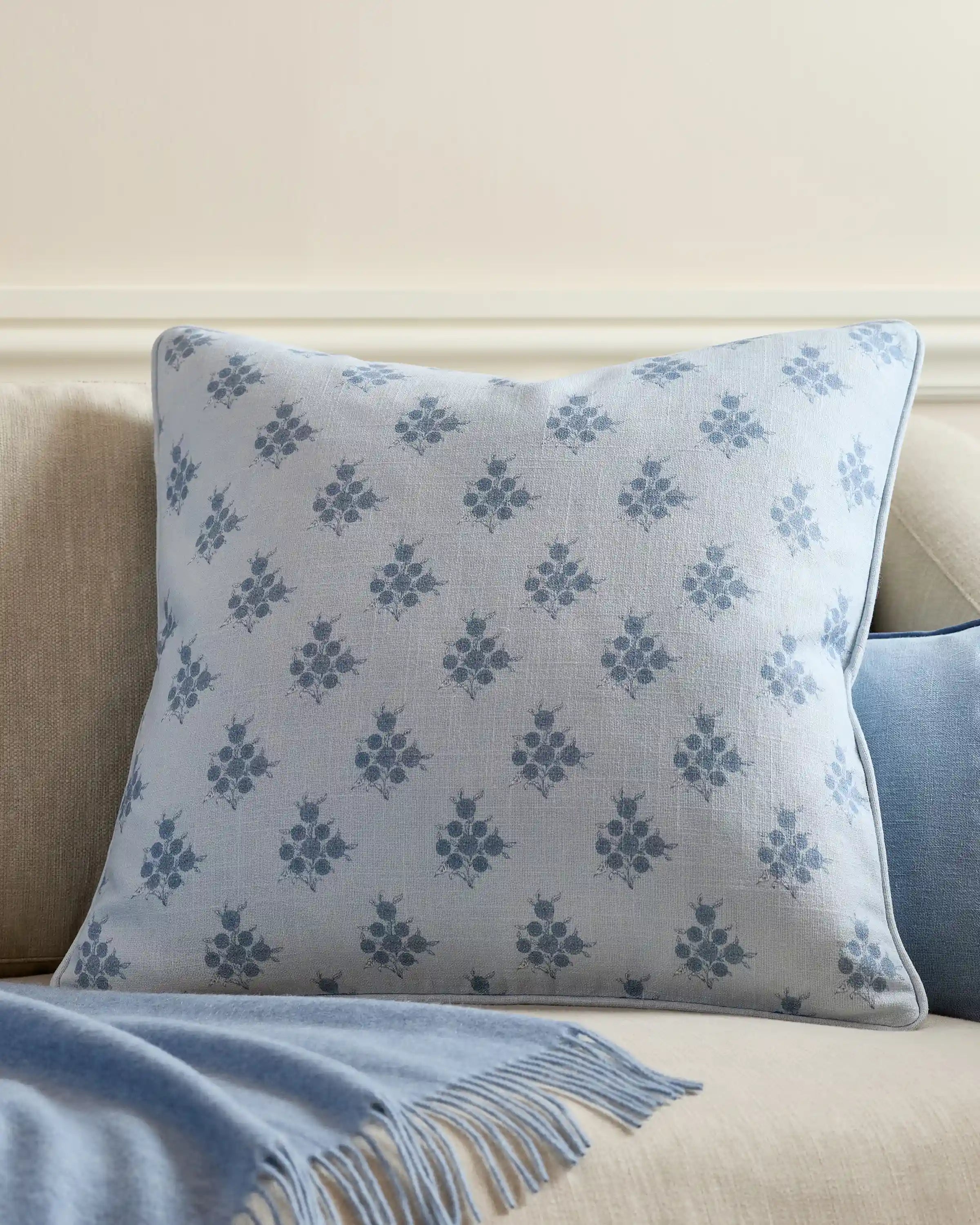Piped Block Print Cotton Pillow Cover (Set of 2)