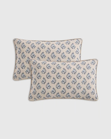 Piped Block Print Cotton Pillow Cover (Set of 2)