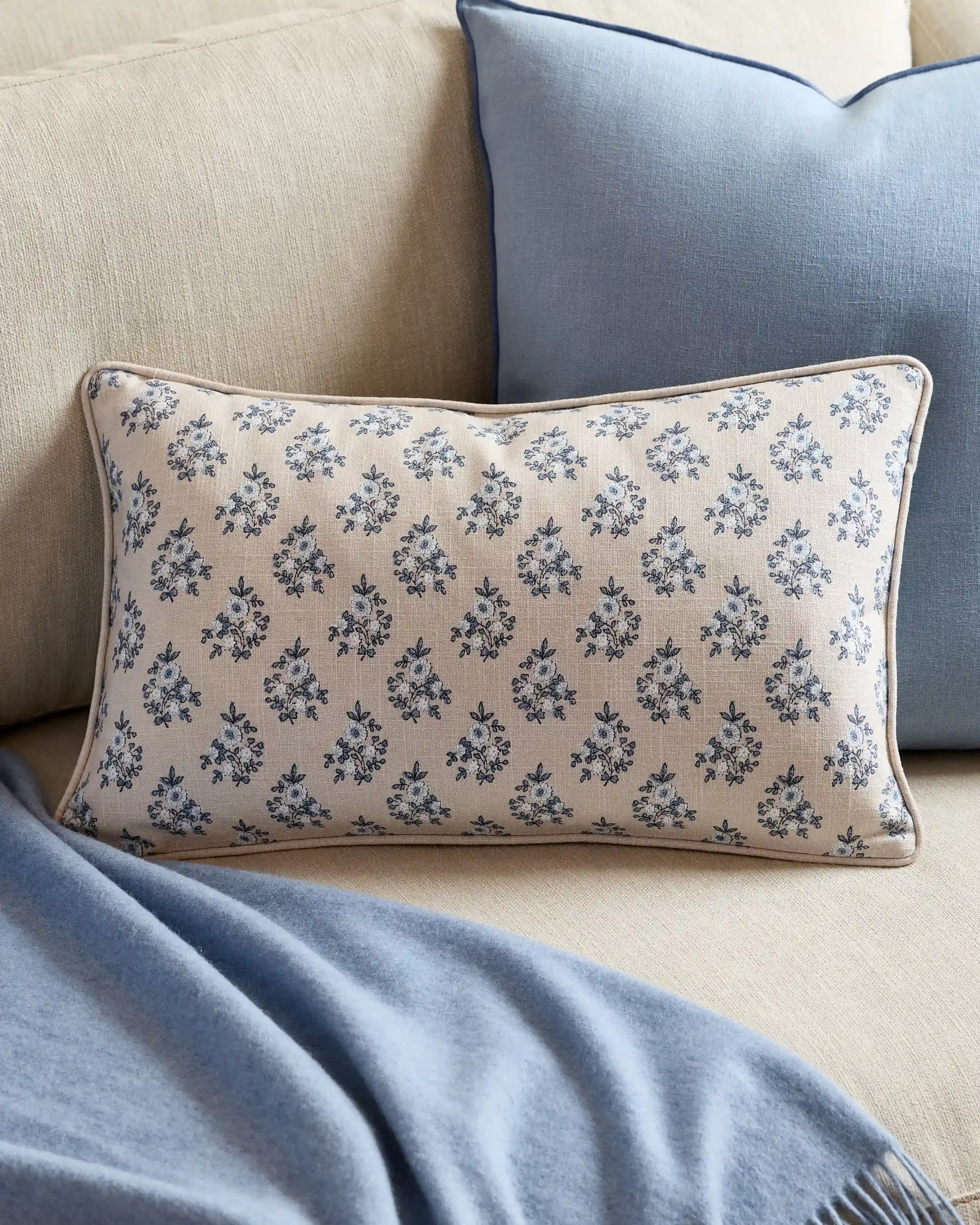 Piped Block Print Cotton Pillow Cover (Set of 2)