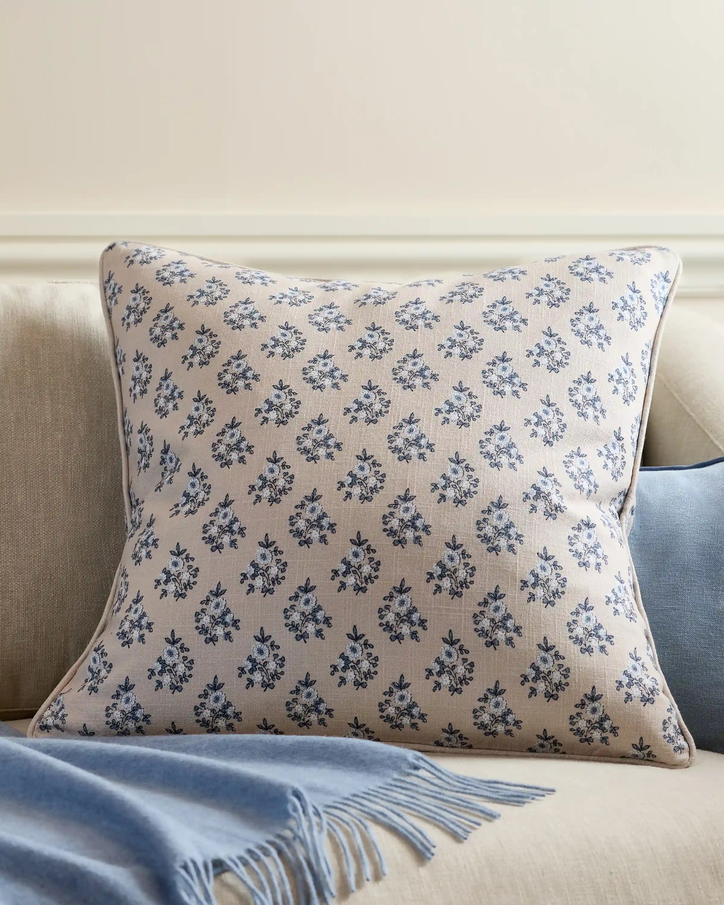 Piped Block Print Cotton Pillow Cover (Set of 2)