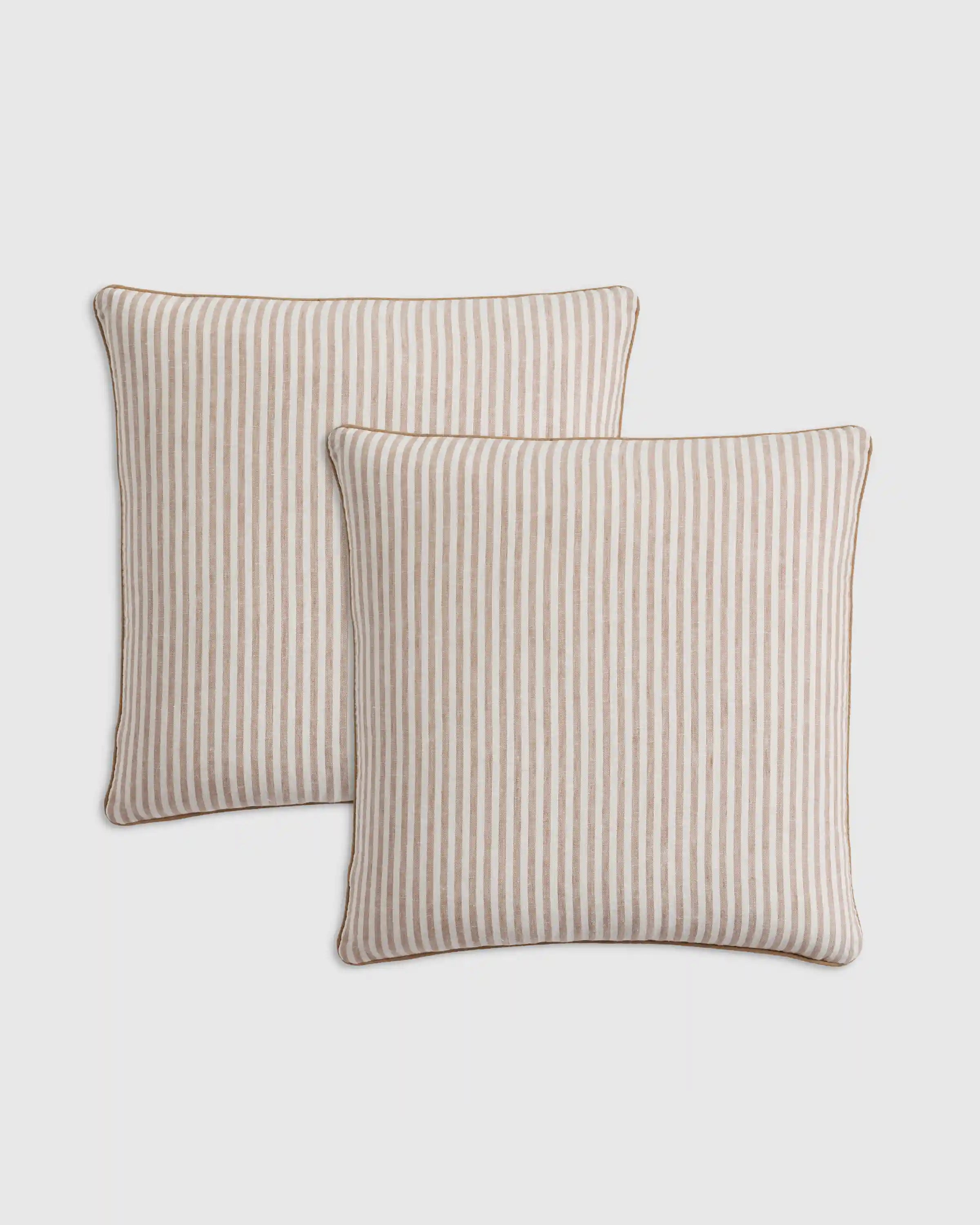 Piped Linen Stripe Pillow Cover (Set of 2)
