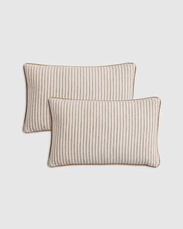 Piped Linen Stripe Pillow Cover (Set of 2)