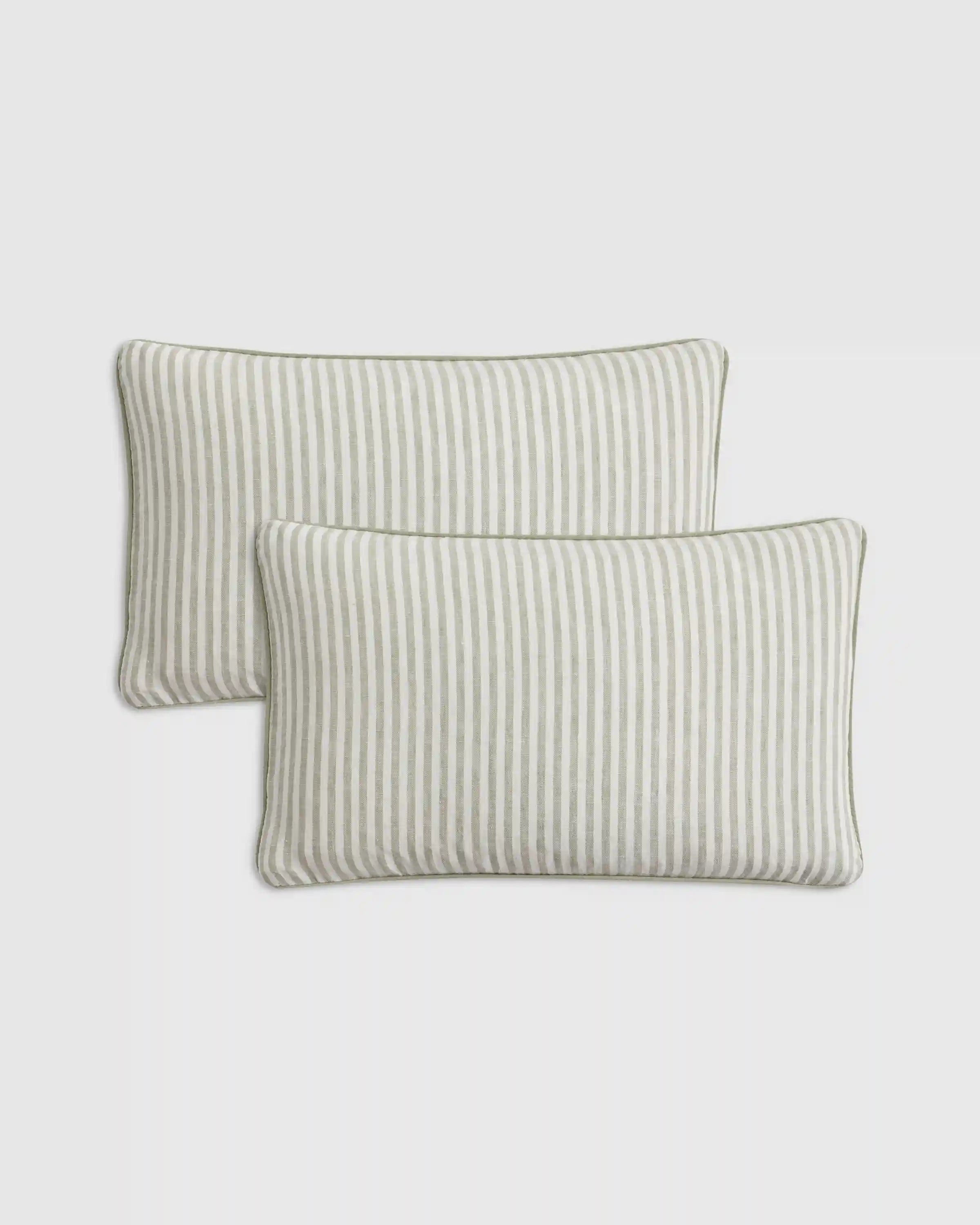 Piped Linen Stripe Pillow Cover (Set of 2)