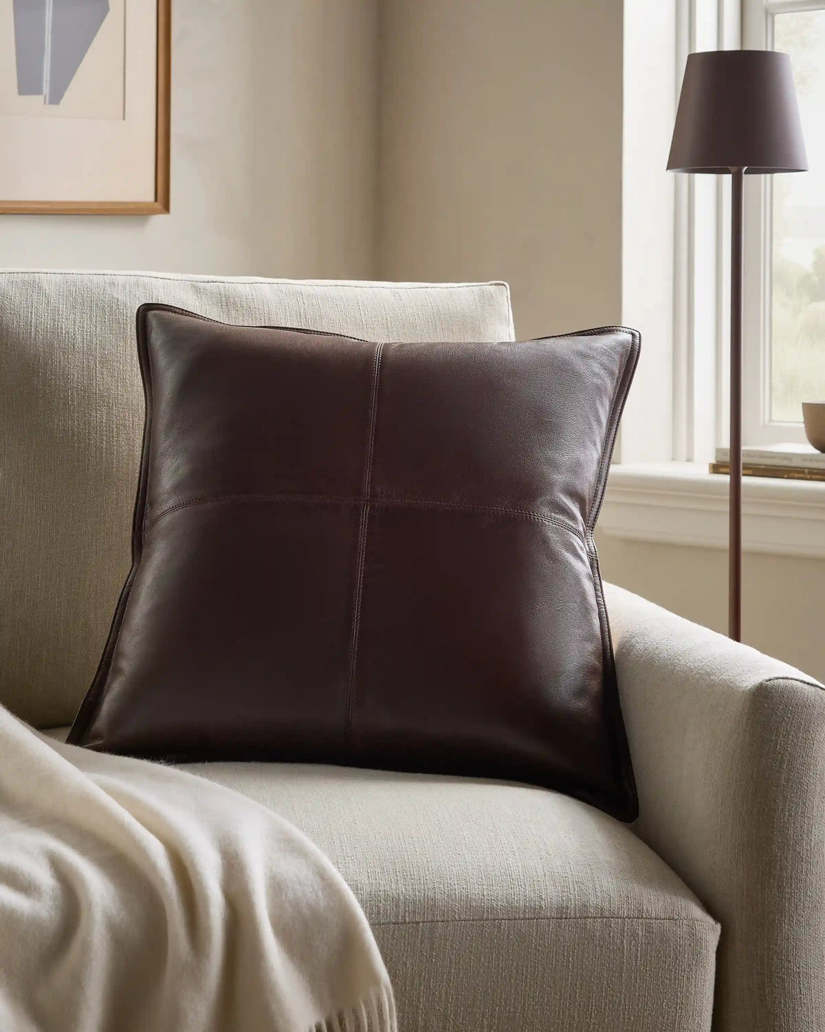 Pieced Leather Pillow Cover (Set of 2)