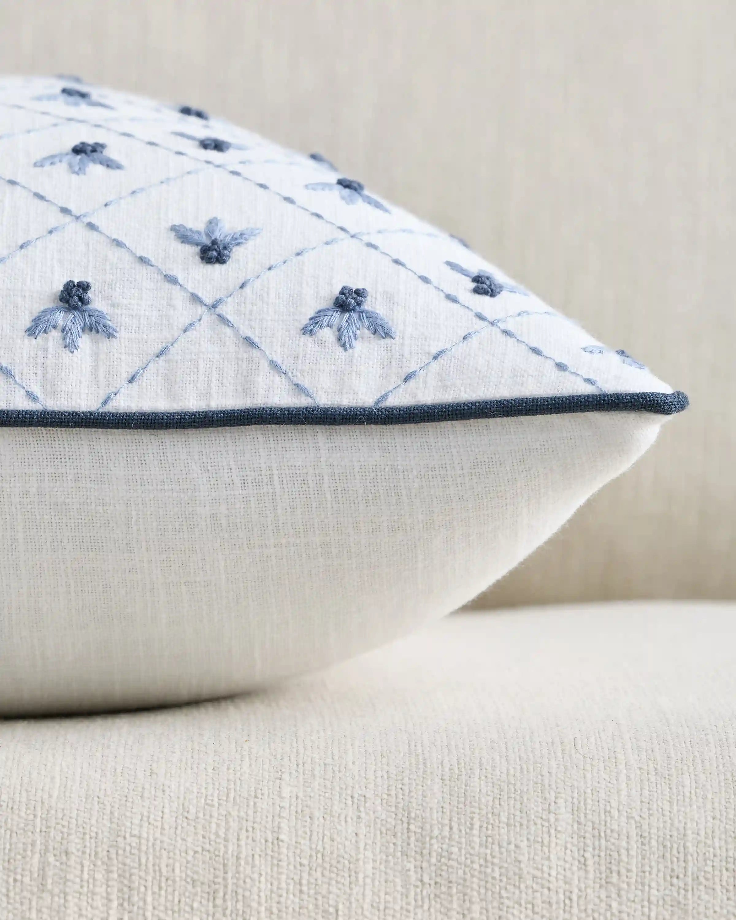 Embroidered Floral Cotton Pillow Cover (Set of 2)