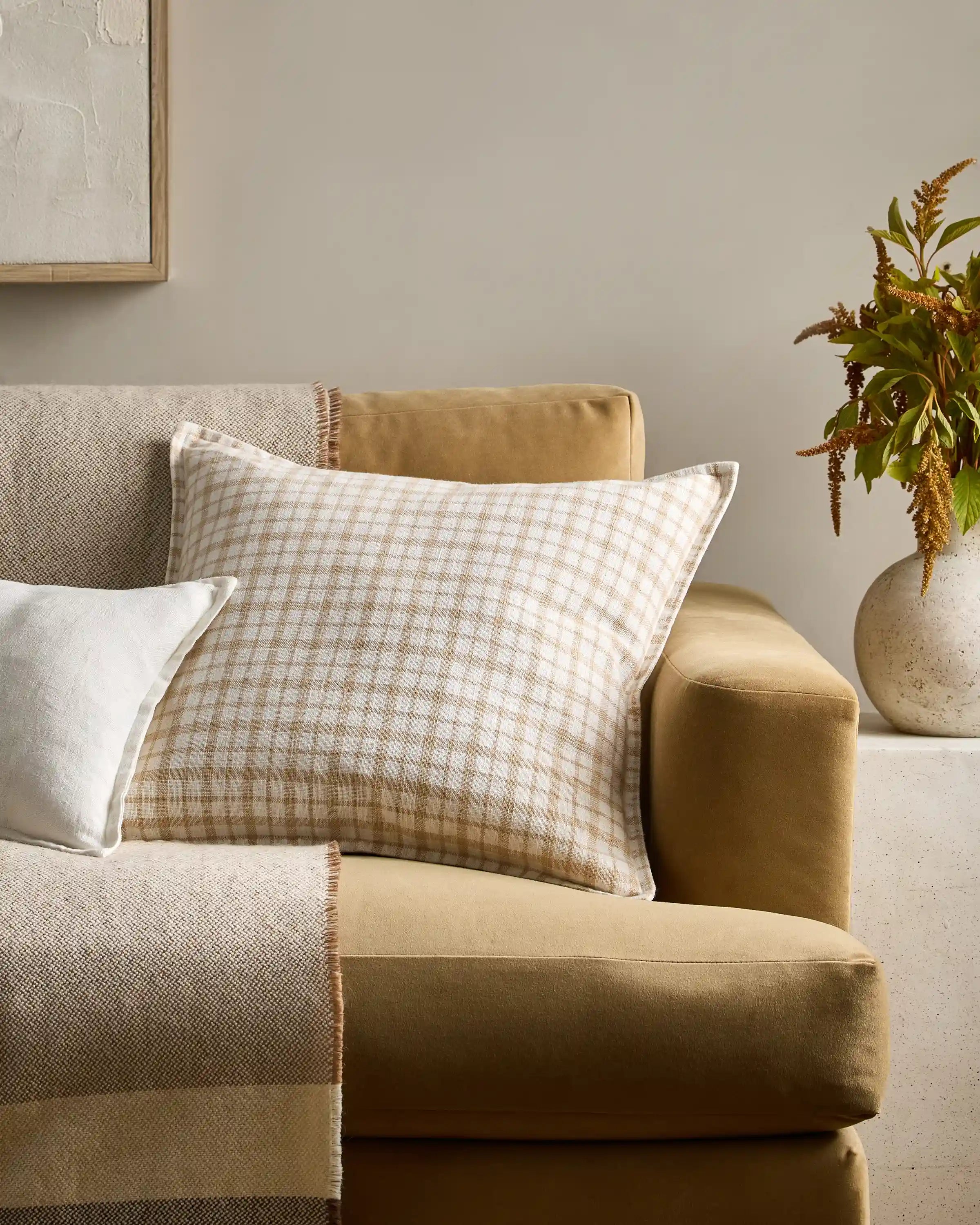 Plaid Cotton Pillow Cover