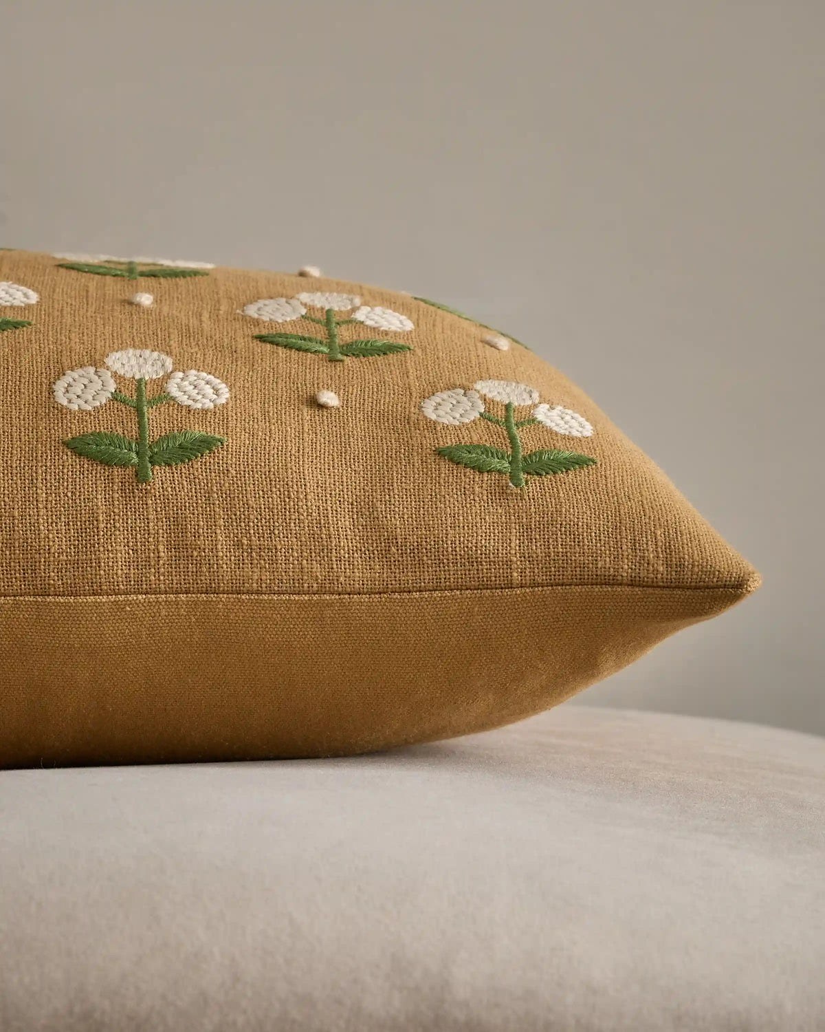 Embroidered Botanical Cotton Pillow Cover (Set of 2)