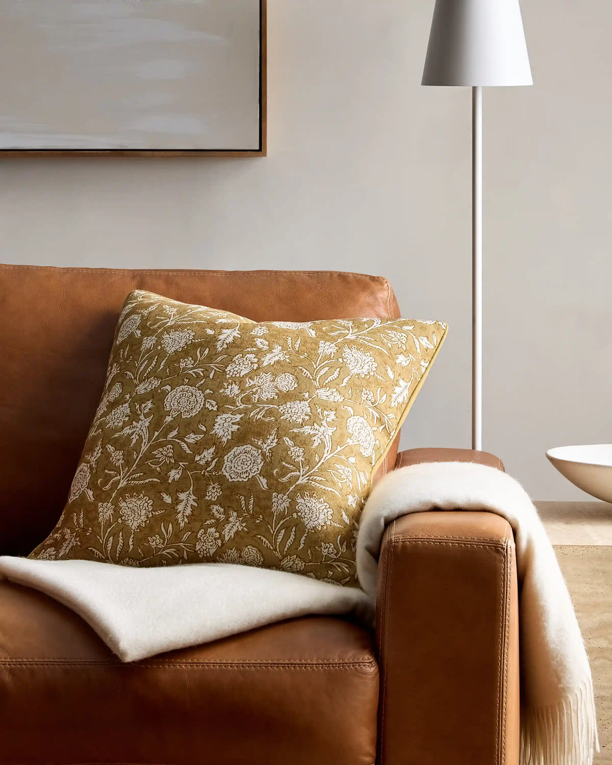 Linen Cotton Botanical Pillow Cover