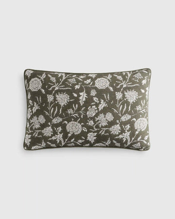 Linen Cotton Botanical Pillow Cover
