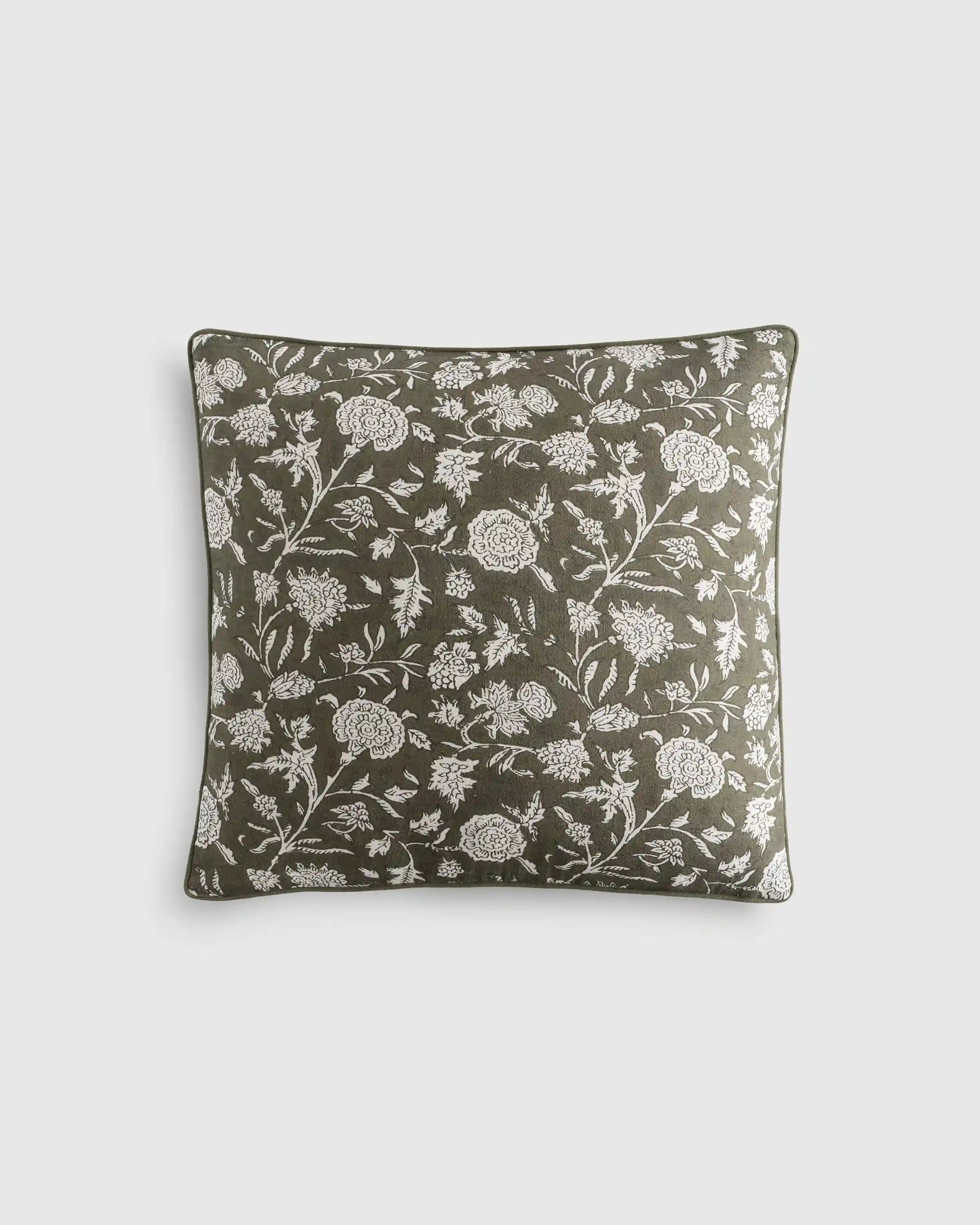 Linen Cotton Botanical Pillow Cover