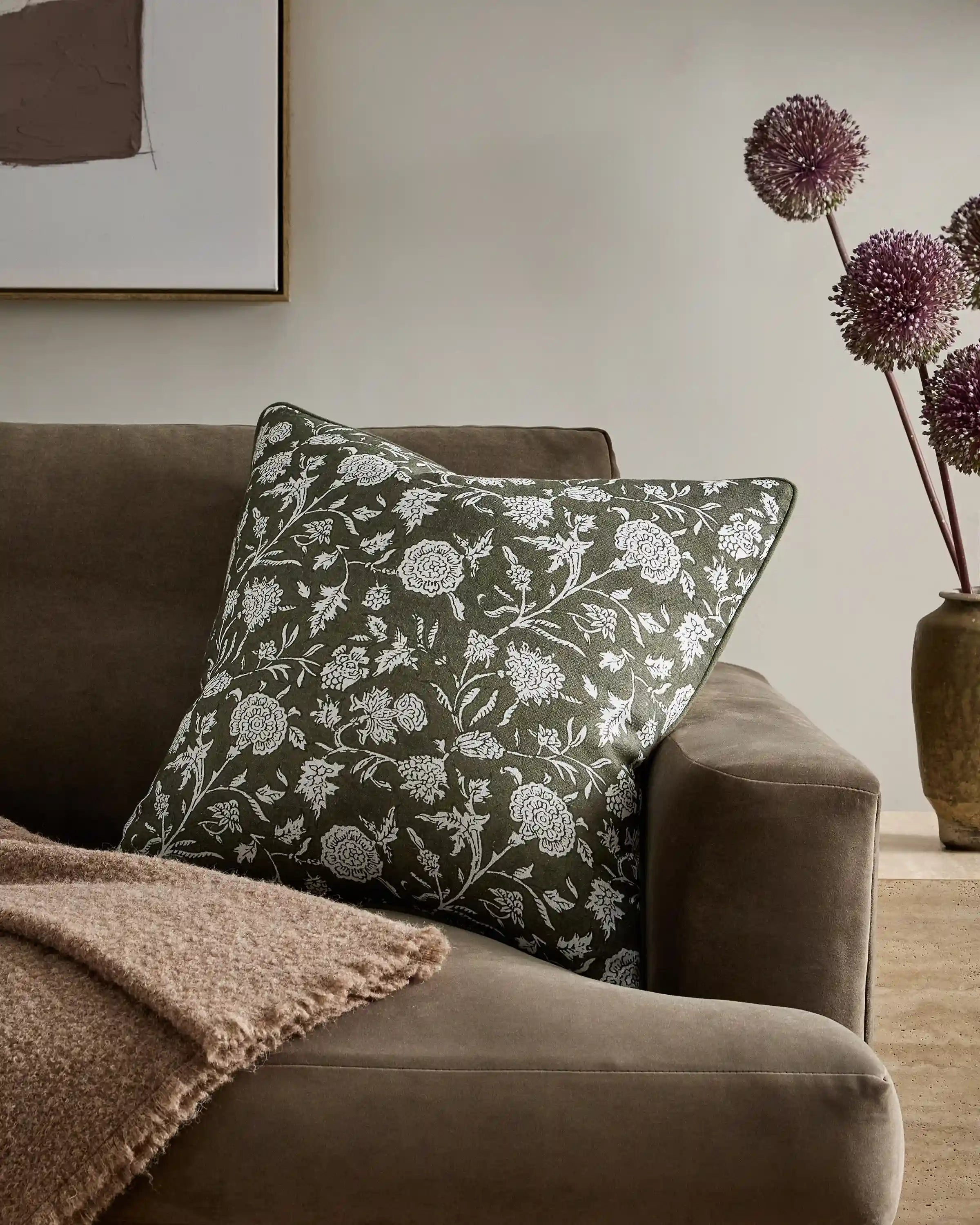 Linen Cotton Botanical Pillow Cover (Set of 2)