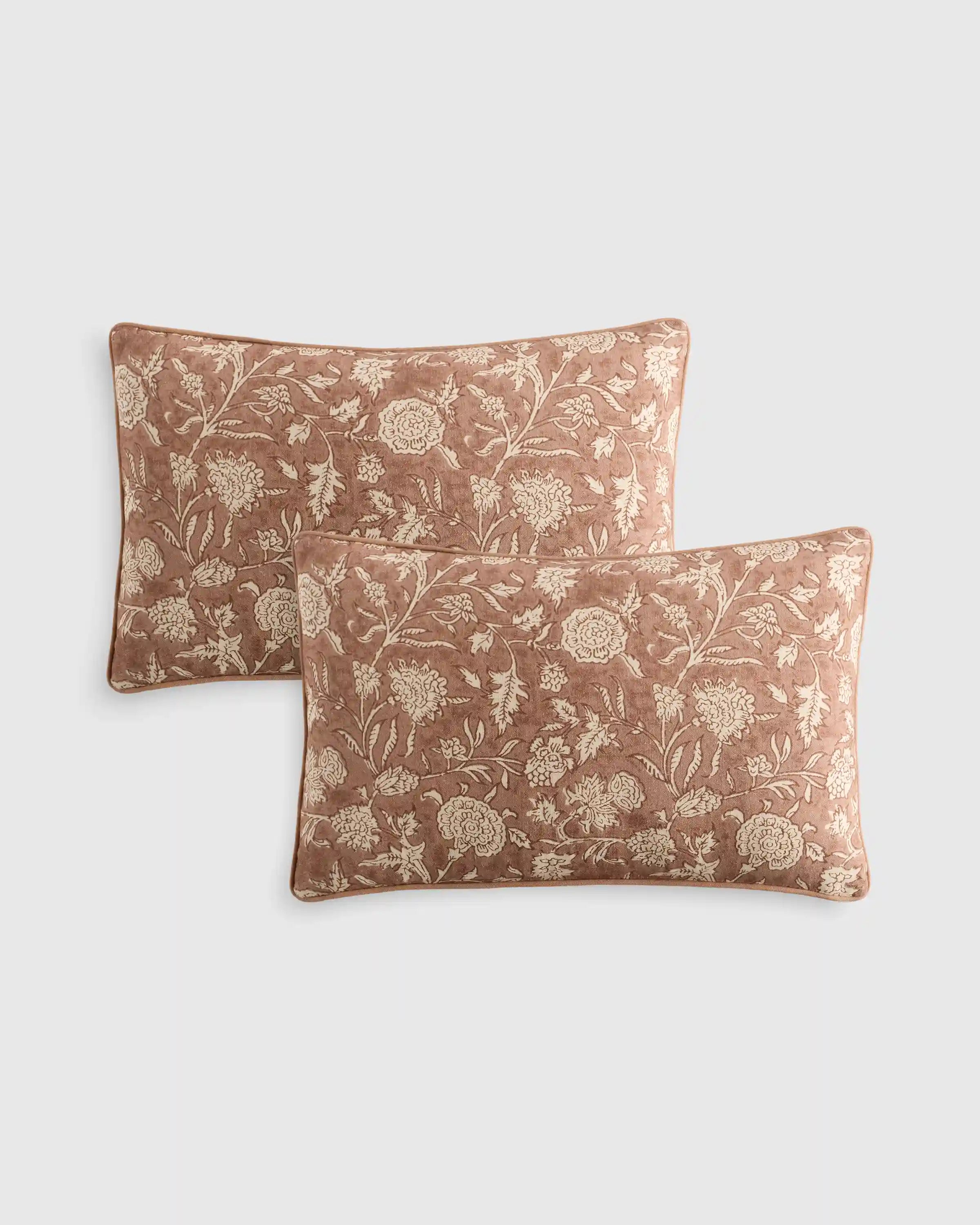 Linen Cotton Botanical Pillow Cover (Set of 2)