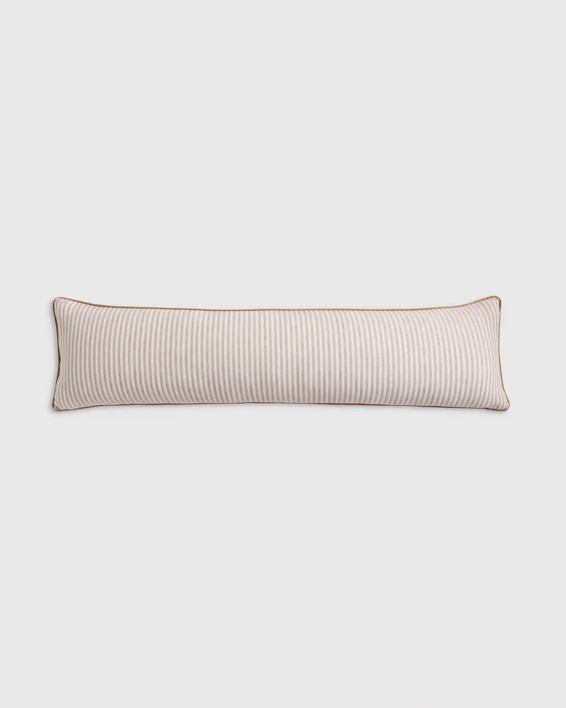 Piped Linen Stripe Oversized Lumbar Pillow Cover