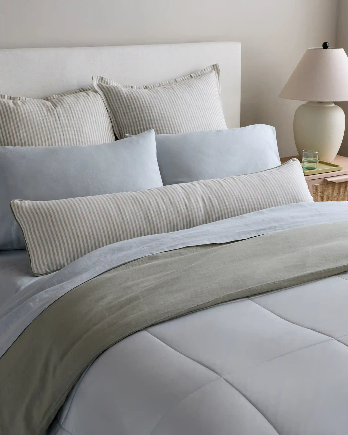 Piped Linen Stripe Pillow Cover (Set of 2)