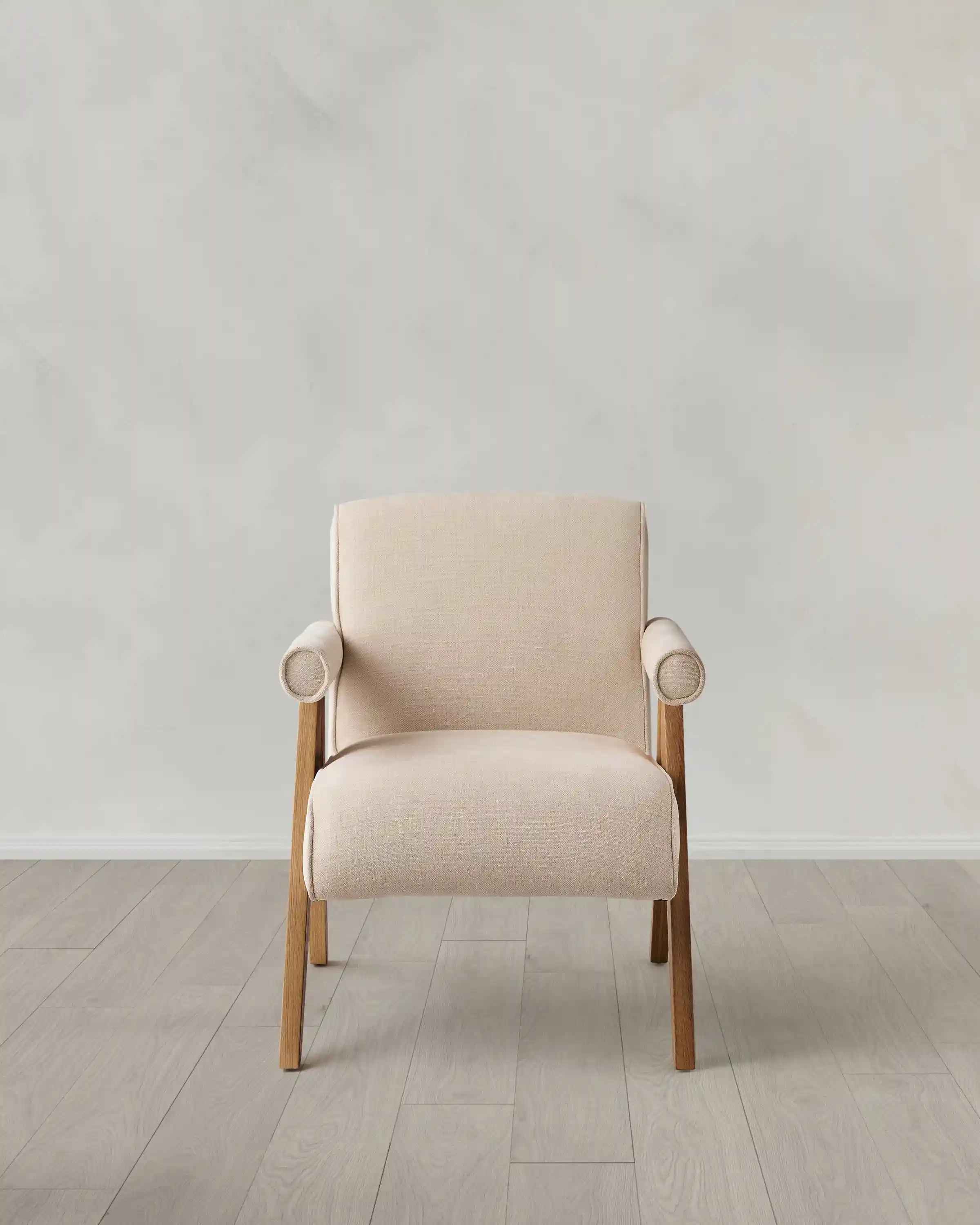 Solid Wood and Performance Chenille V-Leg Chair