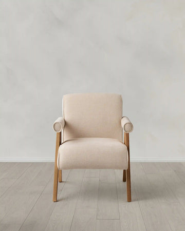 Solid Wood and Performance Chenille V-Leg Chair