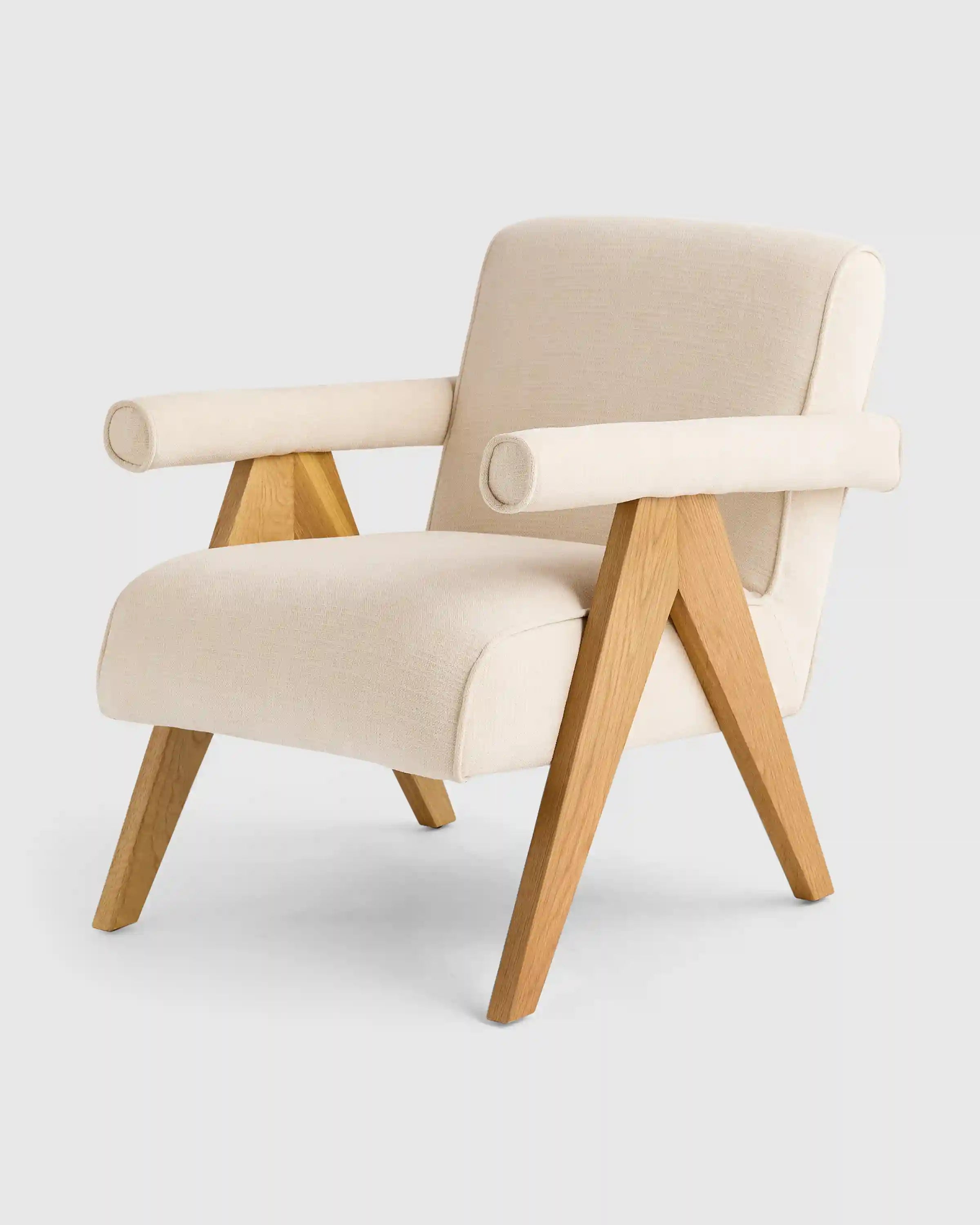 Solid Wood and Performance Chenille V-Leg Chair
