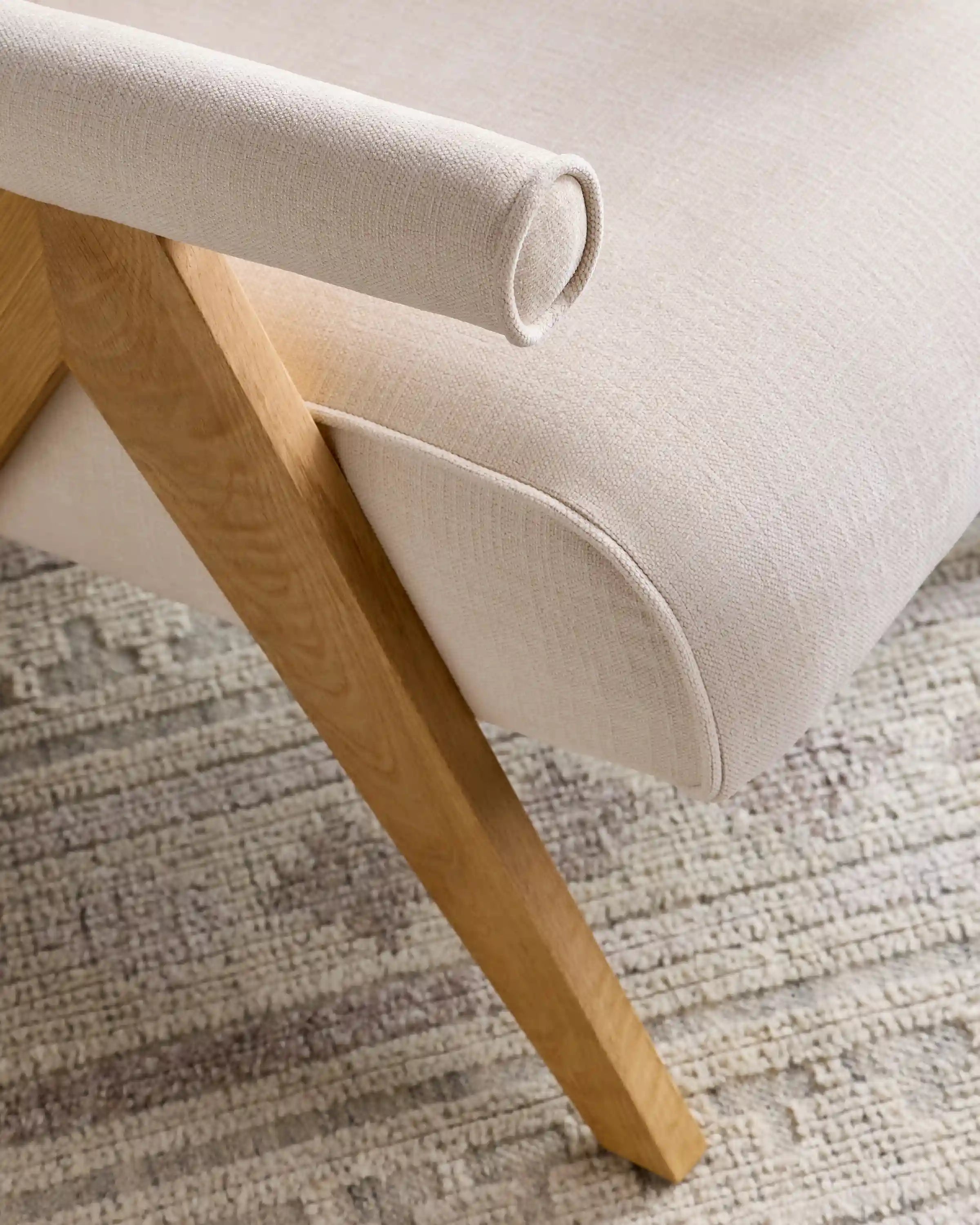Solid Wood and Performance Chenille V-Leg Chair