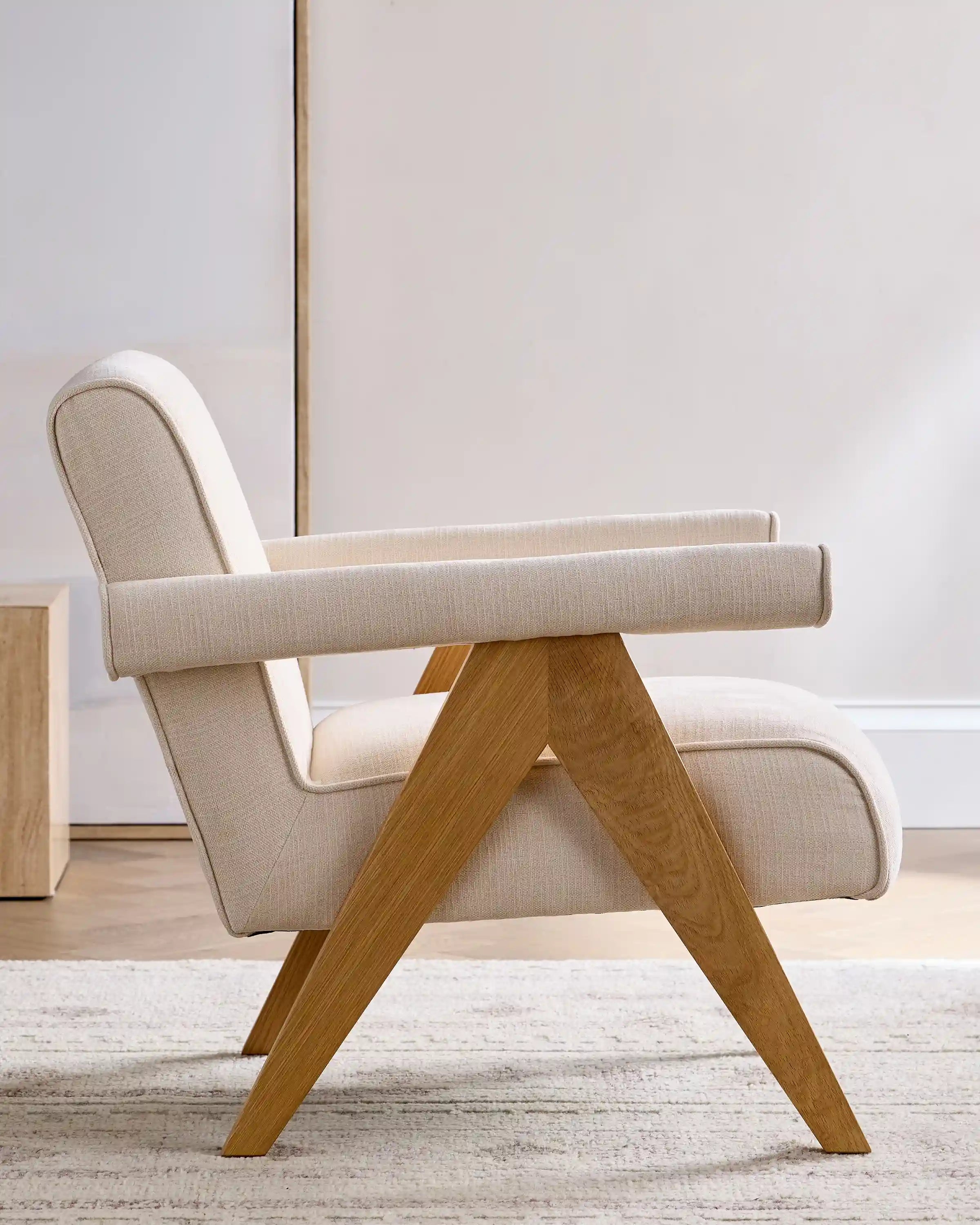 Solid Wood and Performance Chenille V-Leg Chair