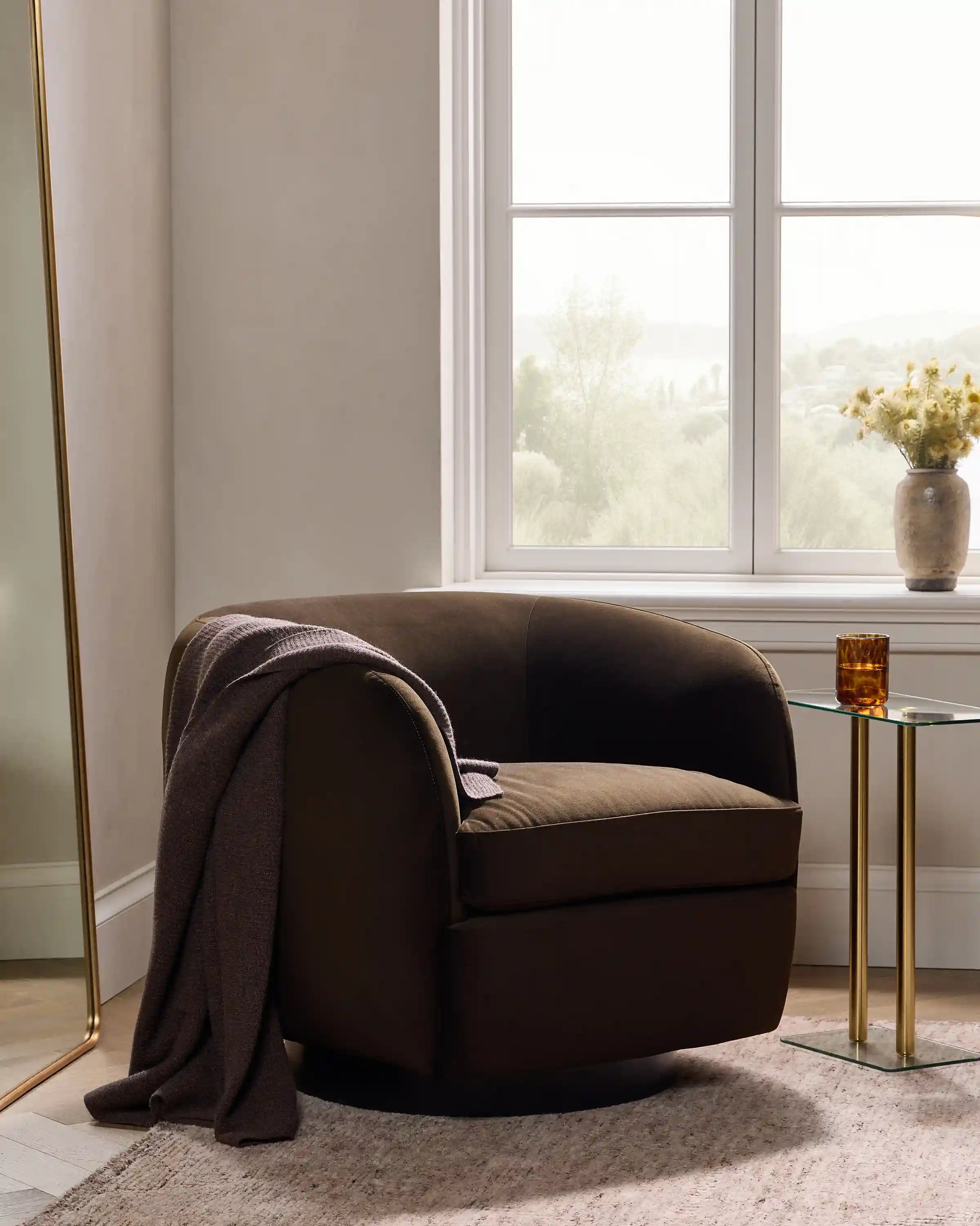 Performance Velvet Swivel Chair