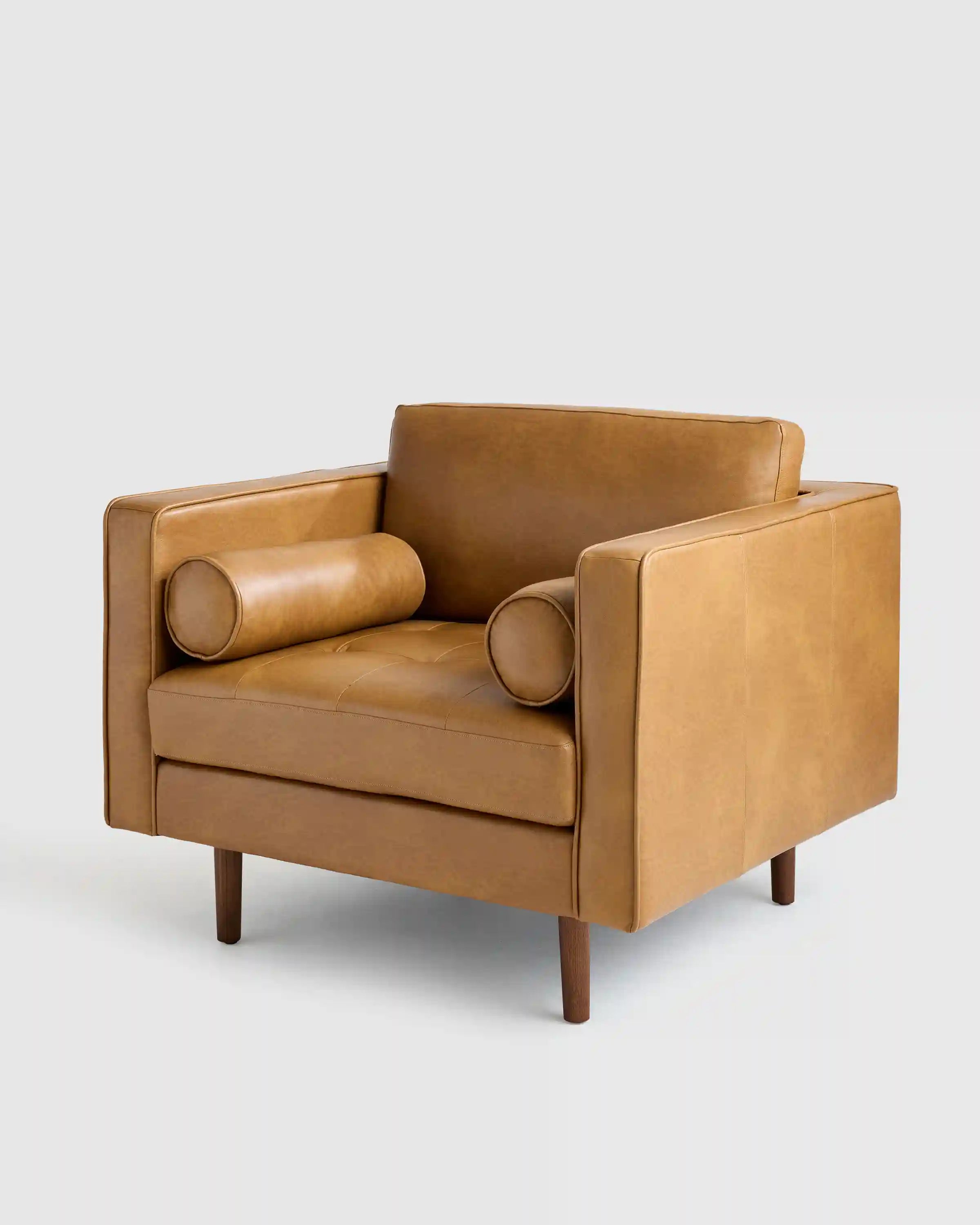 Italian Leather Midcentury Accent Chair
