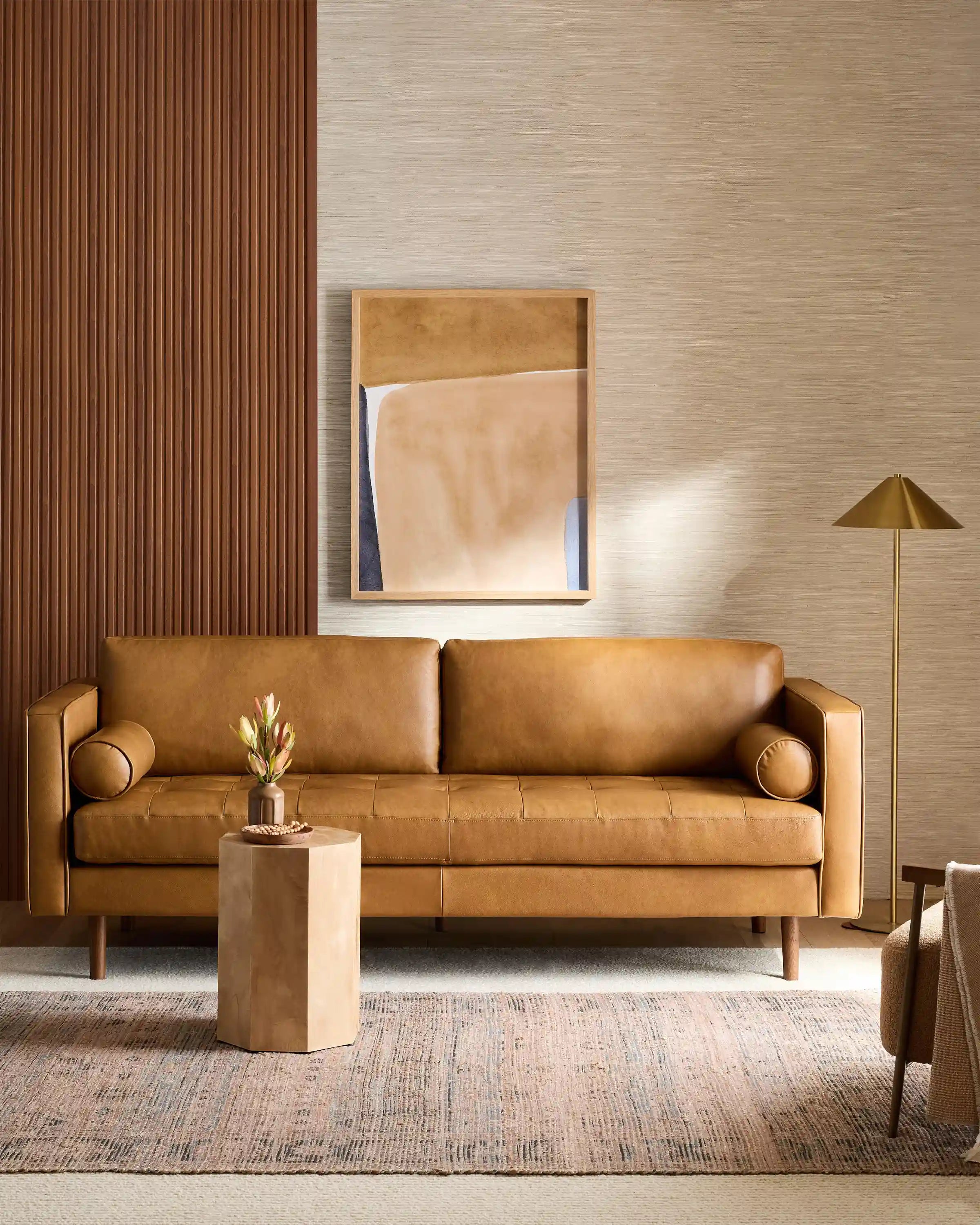 Italian Leather Midcentury Sofa
