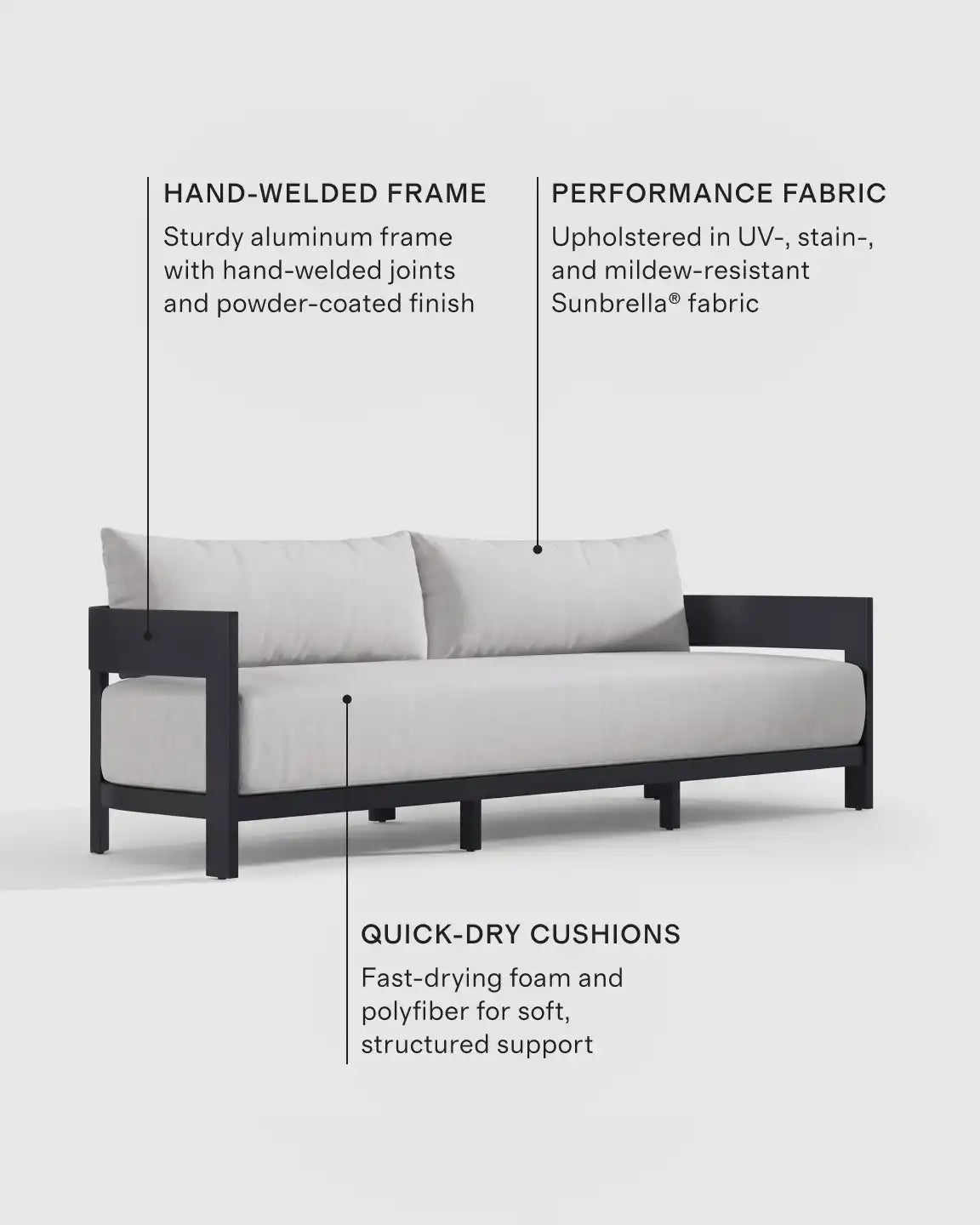 Curved Powder-Coated Aluminum Outdoor Sofa