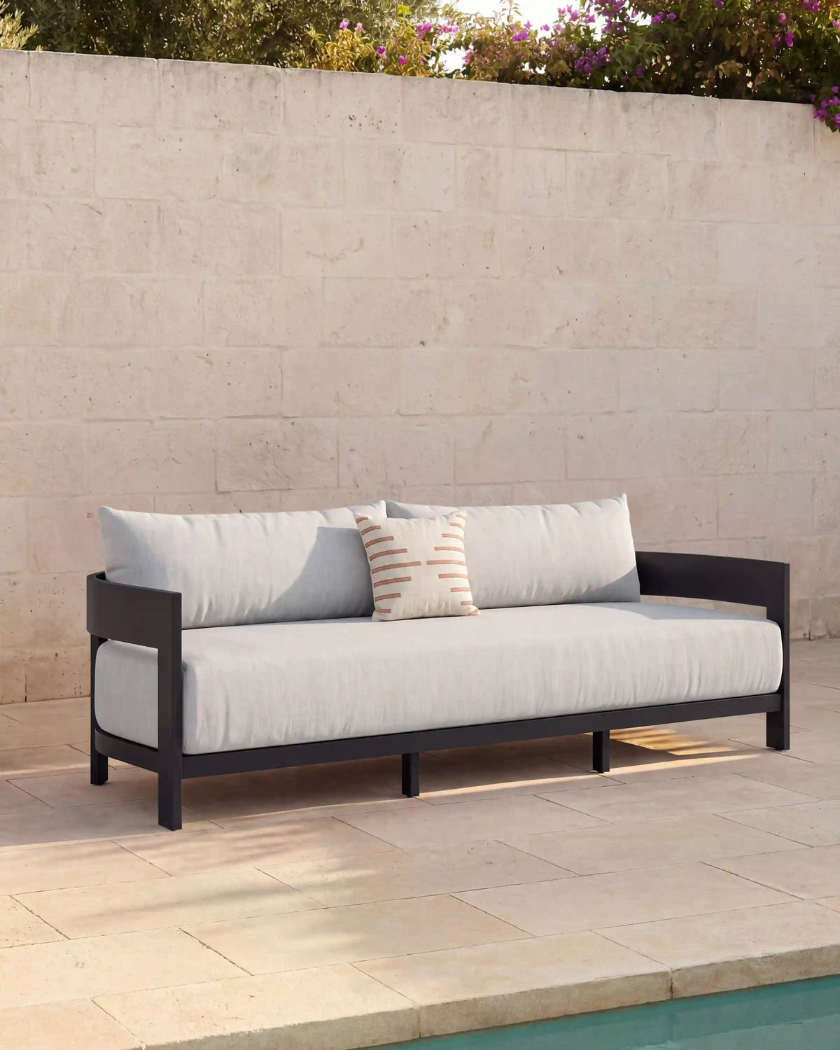 Curved Powder-Coated Aluminum Outdoor Sofa