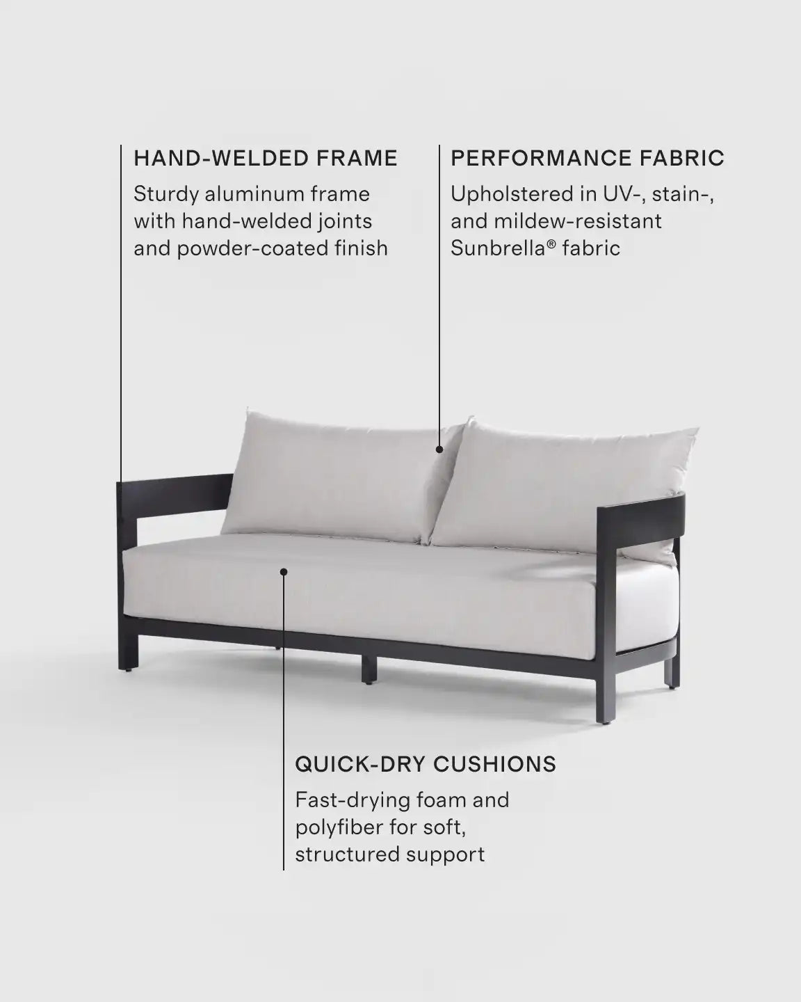 Curved Powder-Coated Aluminum Outdoor Sofa