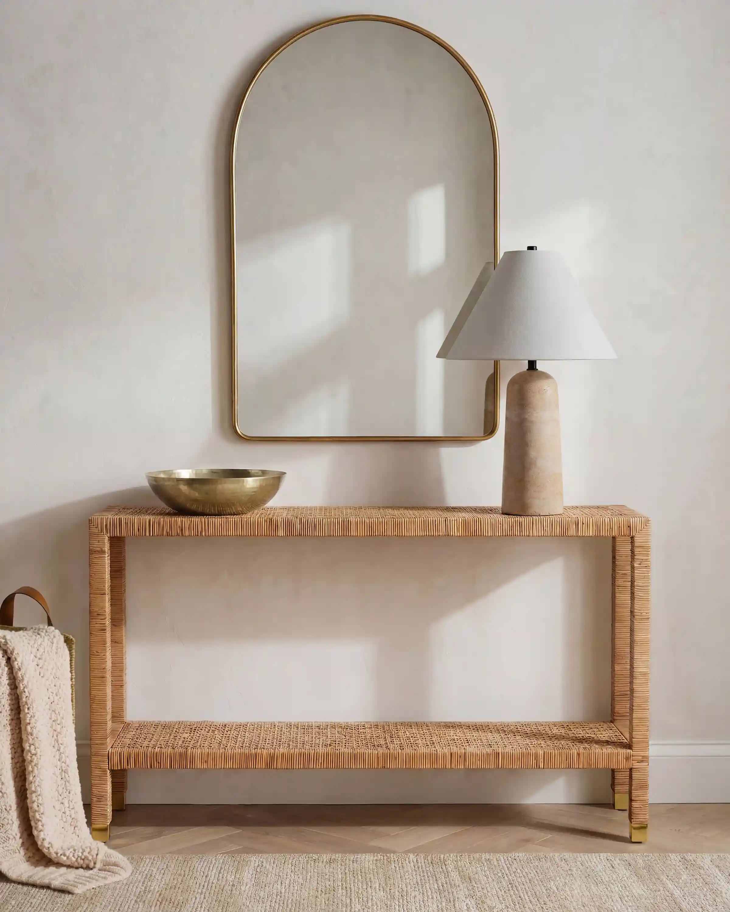 Handwoven Rattan Console Table