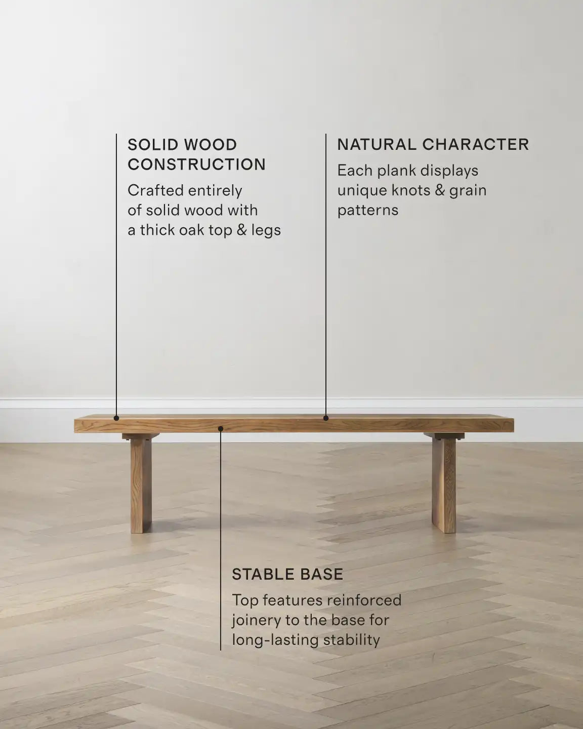 Solid Wood Plank Dining Bench