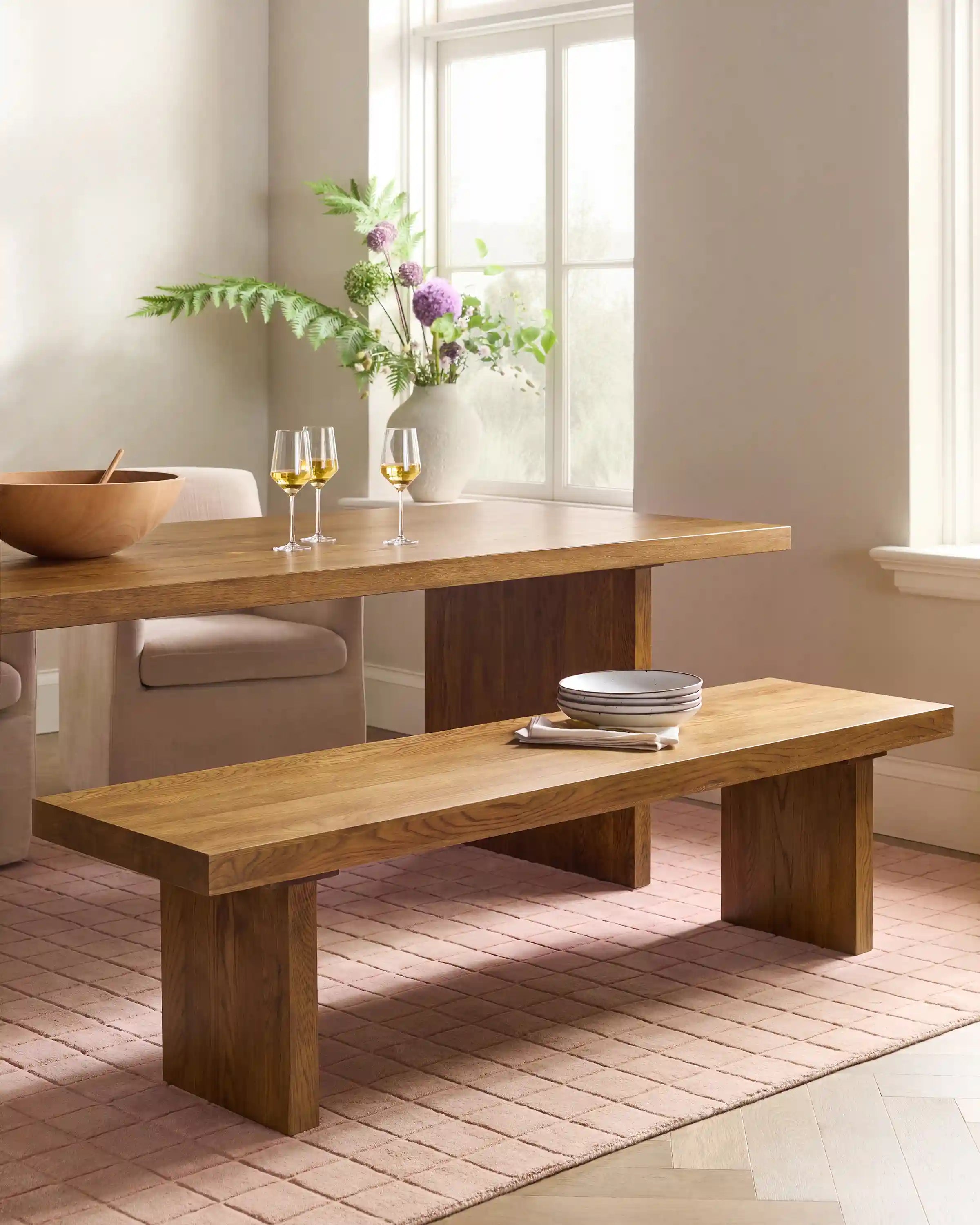 Solid Wood Plank Dining Bench