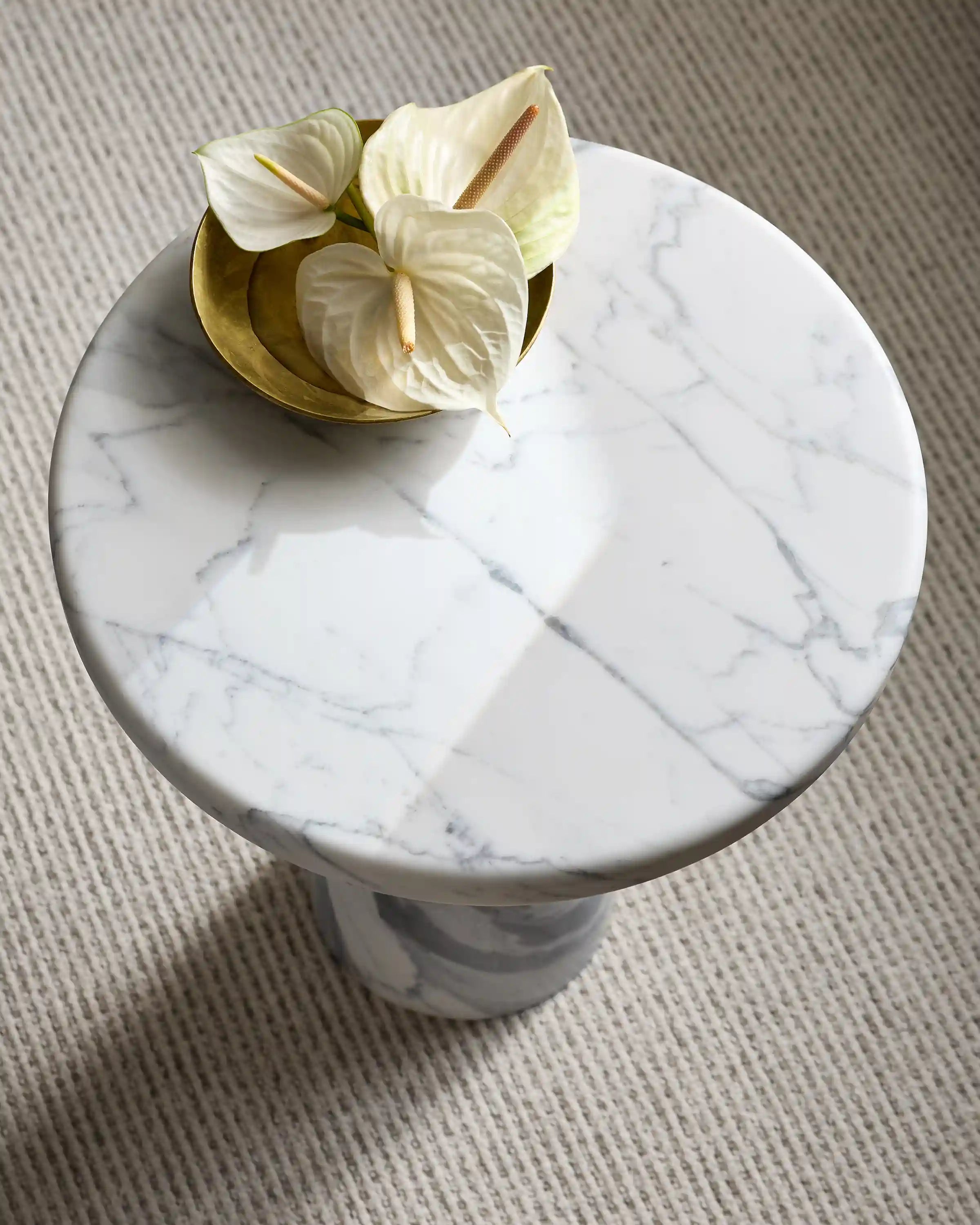 Italian Marble Pedestal End Table