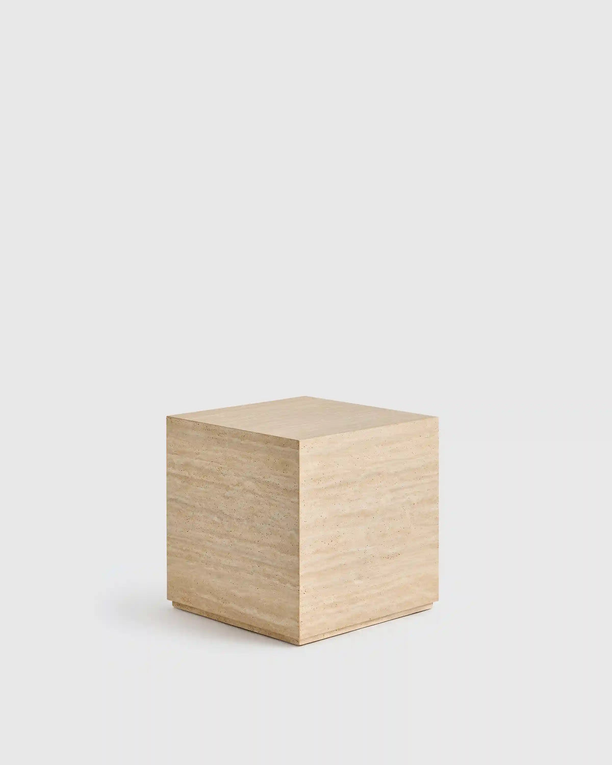 Travertine Plinth End Table