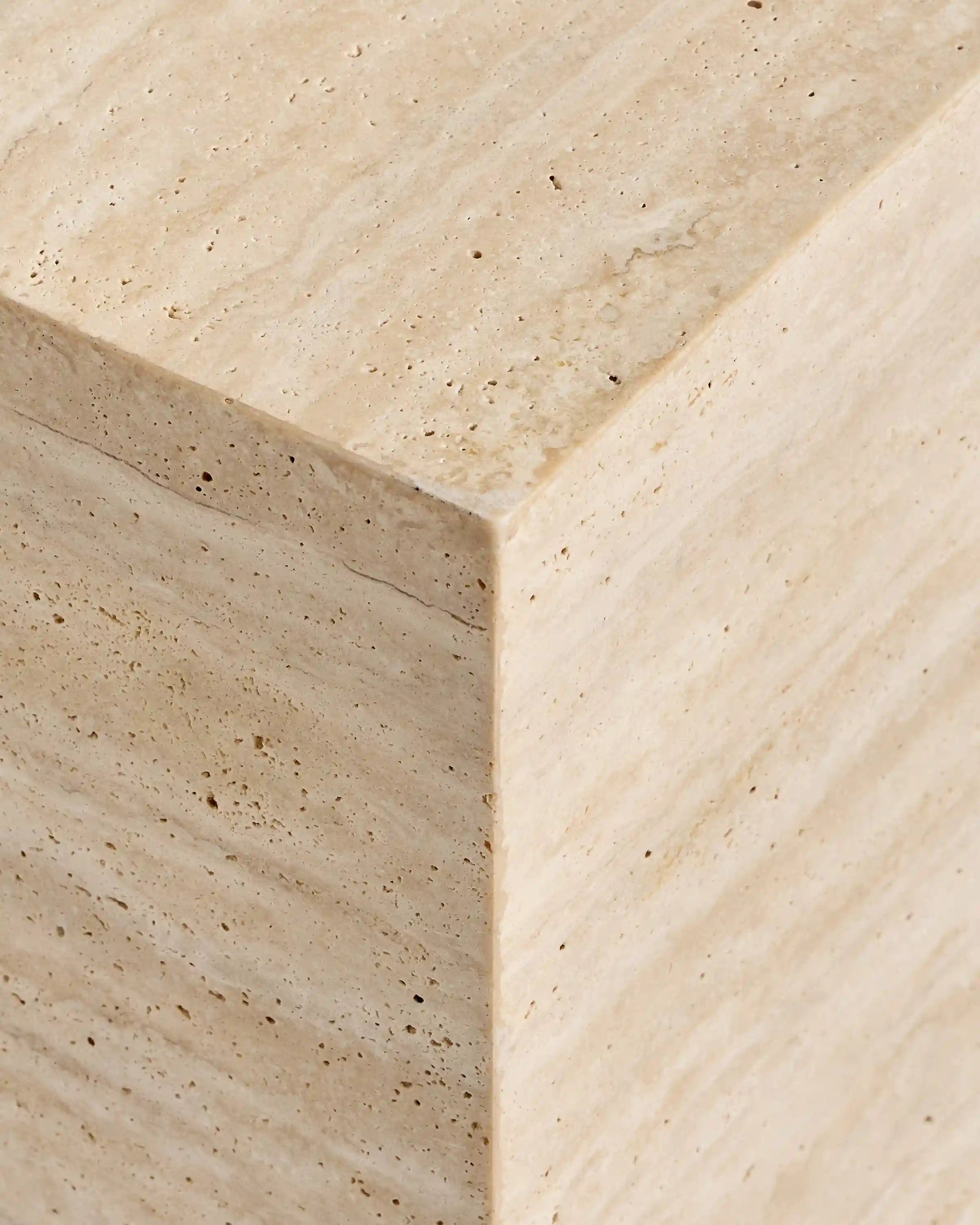 Travertine Plinth End Table