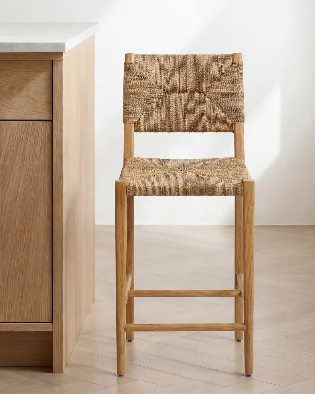 Woven Stool with Solid Oak Frame