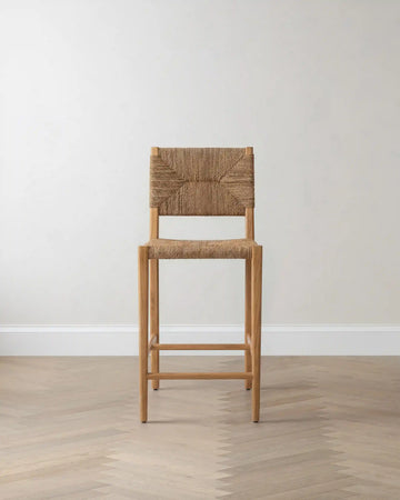 Woven Stool with Solid Oak Frame