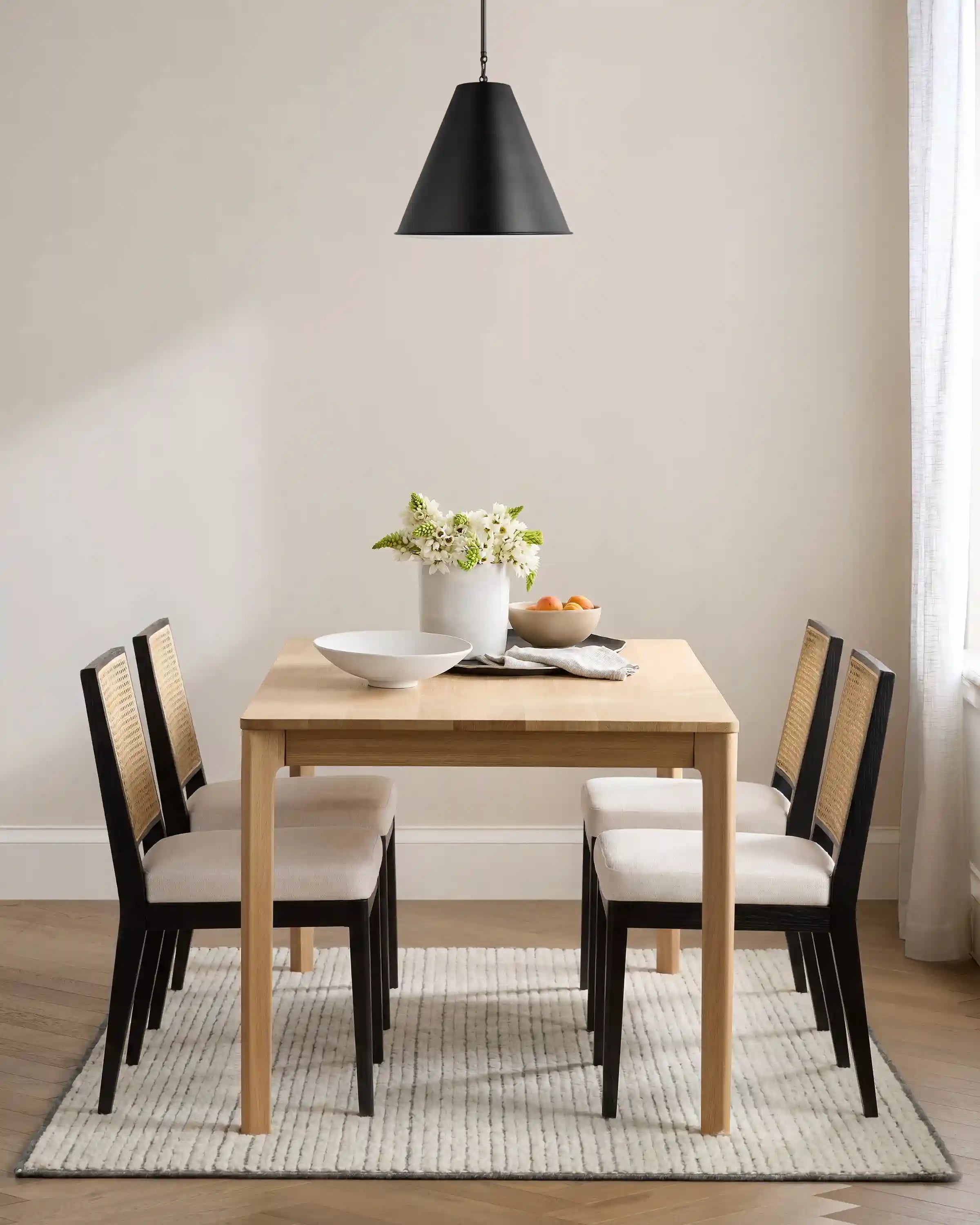 Solid Oak and Cane Dining Chair (Set of 2)