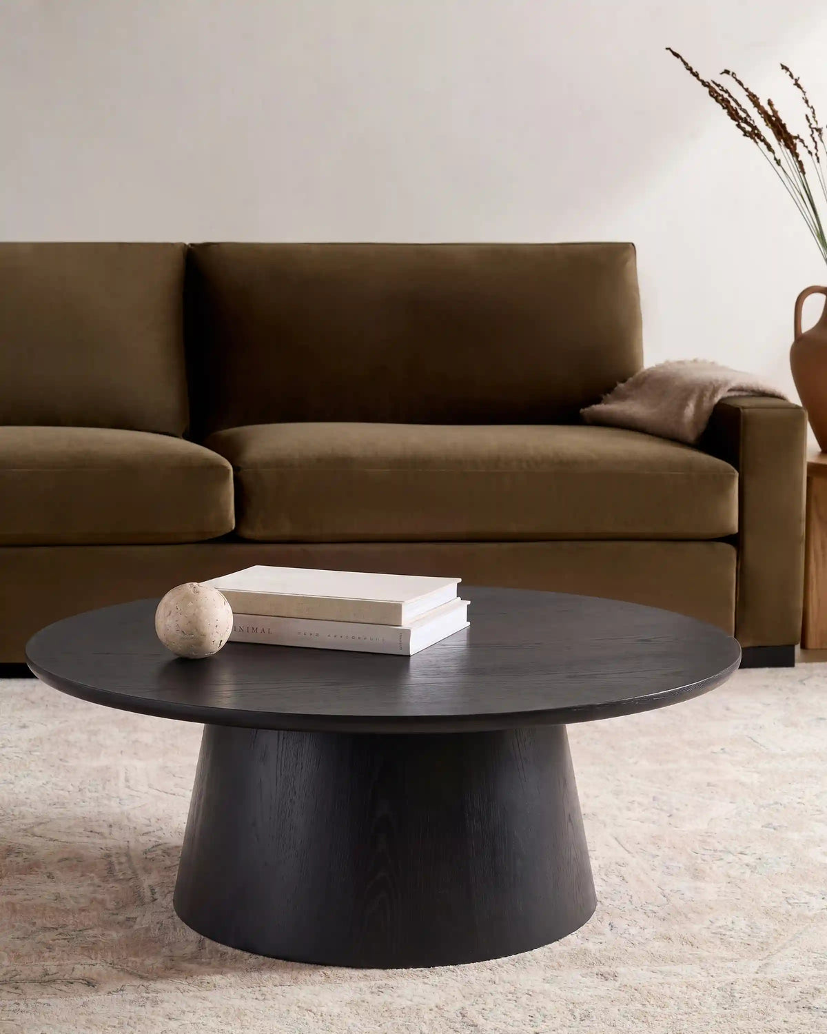 Oak Round Pedestal Coffee Table